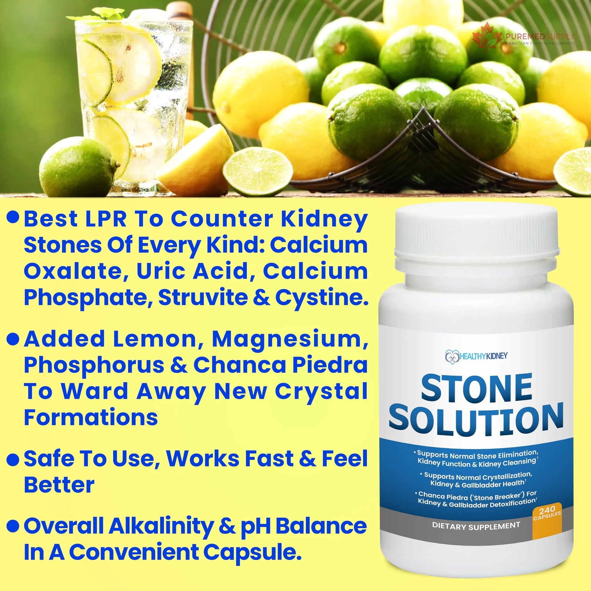 Stone Solution Capsules- Natural Dissolver, Kidney Stone Support & Kidney Cleanser Chanca Piedra Stone Breaker Gallbladder Cleanse, Flush & Stop Recurrence, Stone Relief 60 Servings Kidney Restore buy supplements canada