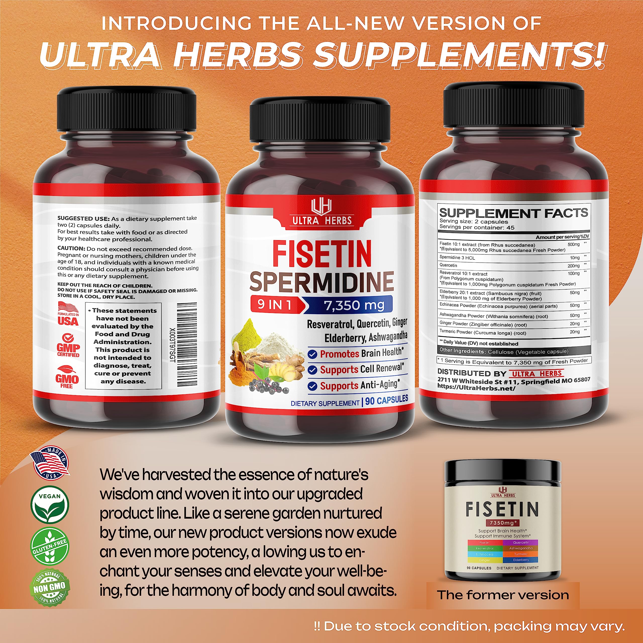 Ultra Fisetin Supplements Complex 7350mg Resveratrol 1000mg Quercetin 200mg ULTRA HERBS buy supplements canada