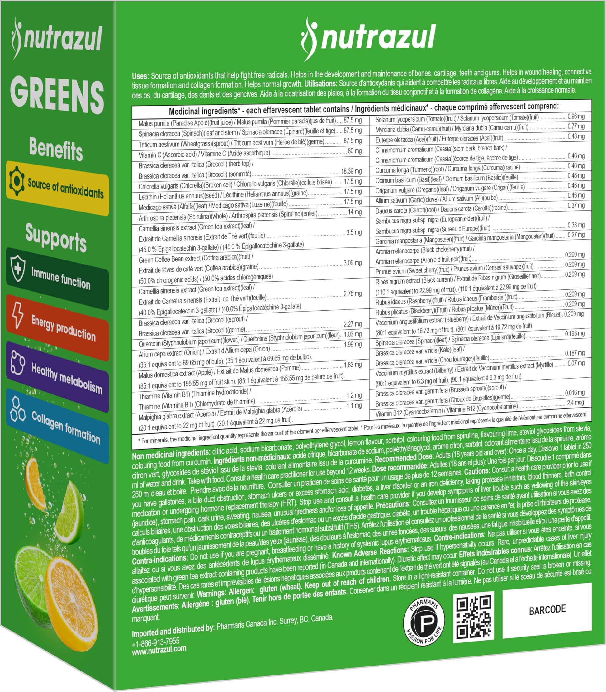 nutrazul Greens Effervescent Tablets - Daily Super Greens Supplement with 29 Superfoods - Antioxidant & Immune Support - Lemon Lime Flavor - Non-GMO - 30 Tablets nutrazul buy supplements canada