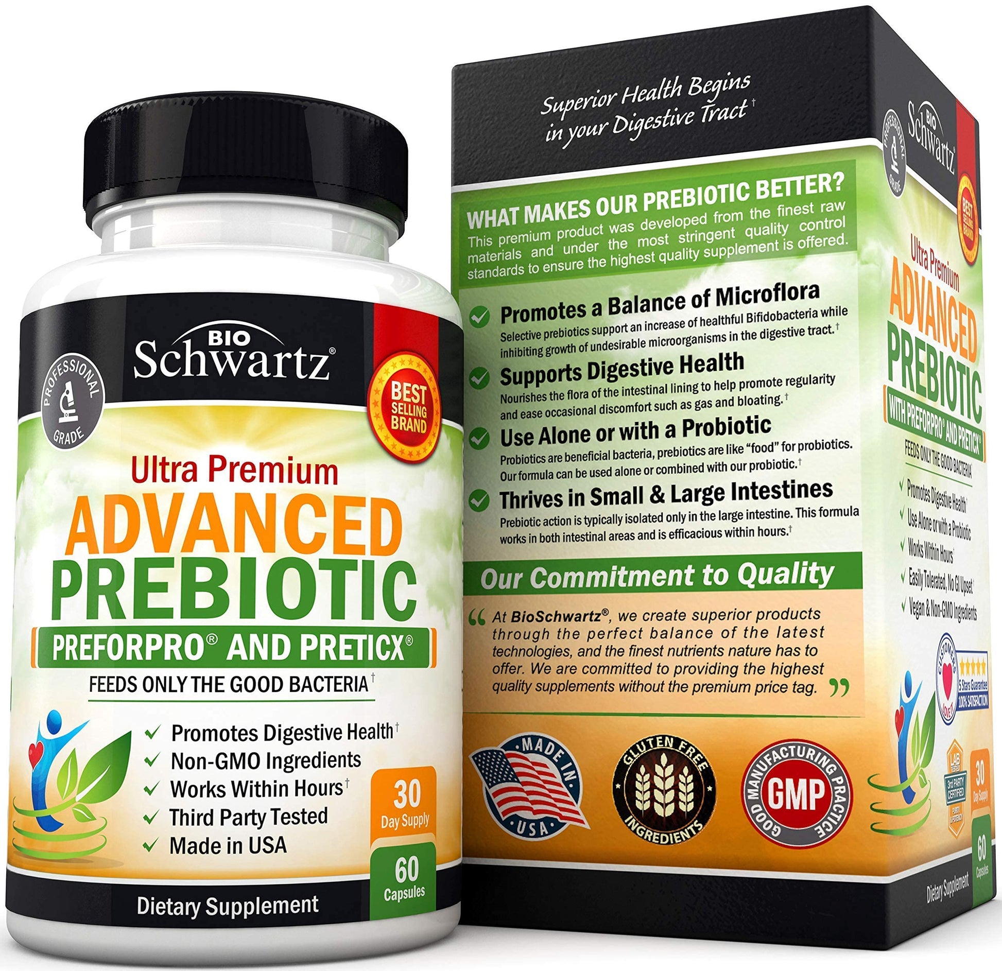 Prebiotics for Advanced Gut Health - Immune System Support & Dietary Fiber BioSchwartz buy supplements canada