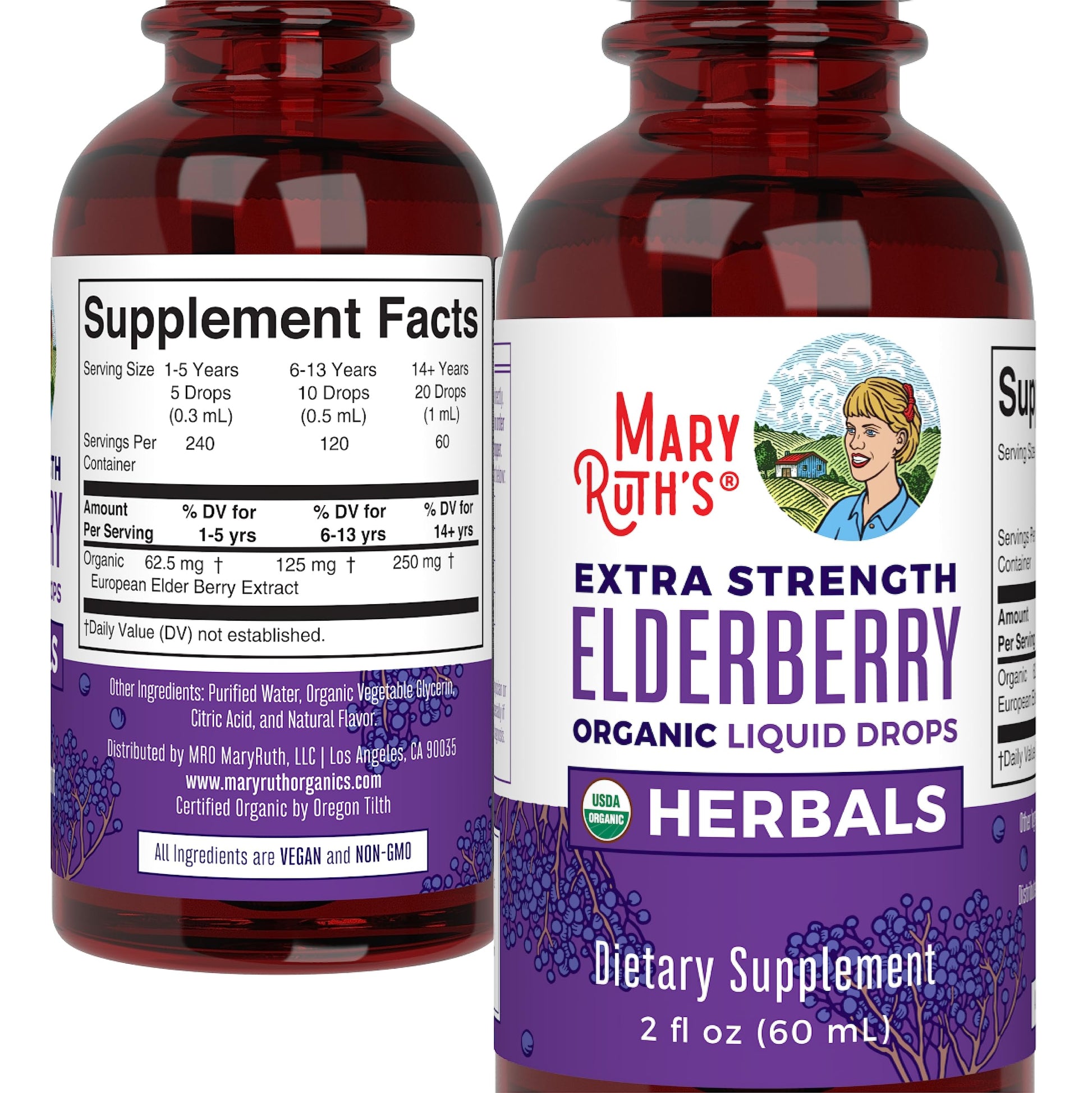 MaryRuth Organics Elderberry Syrup Extra Strength, USDA Organic Elderberry, Sugar Free Adults & Kids Immune Support Supplement for Ages 1+, Clean Label Project Verified®, Vegan, Gluten Free, 2 Fl Oz MARYRUTH'S buy supplements canada