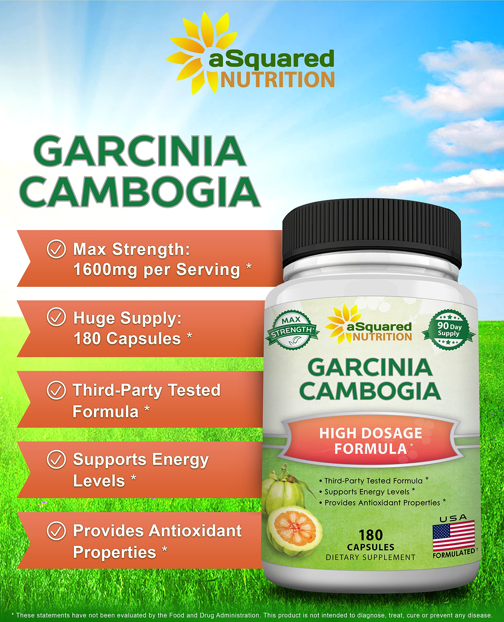aSquared Nutrition Garcinia Cambogia 1600mg-180 Capsules-Natural Pure Extract Pills aSquared Nutrition buy supplements canada