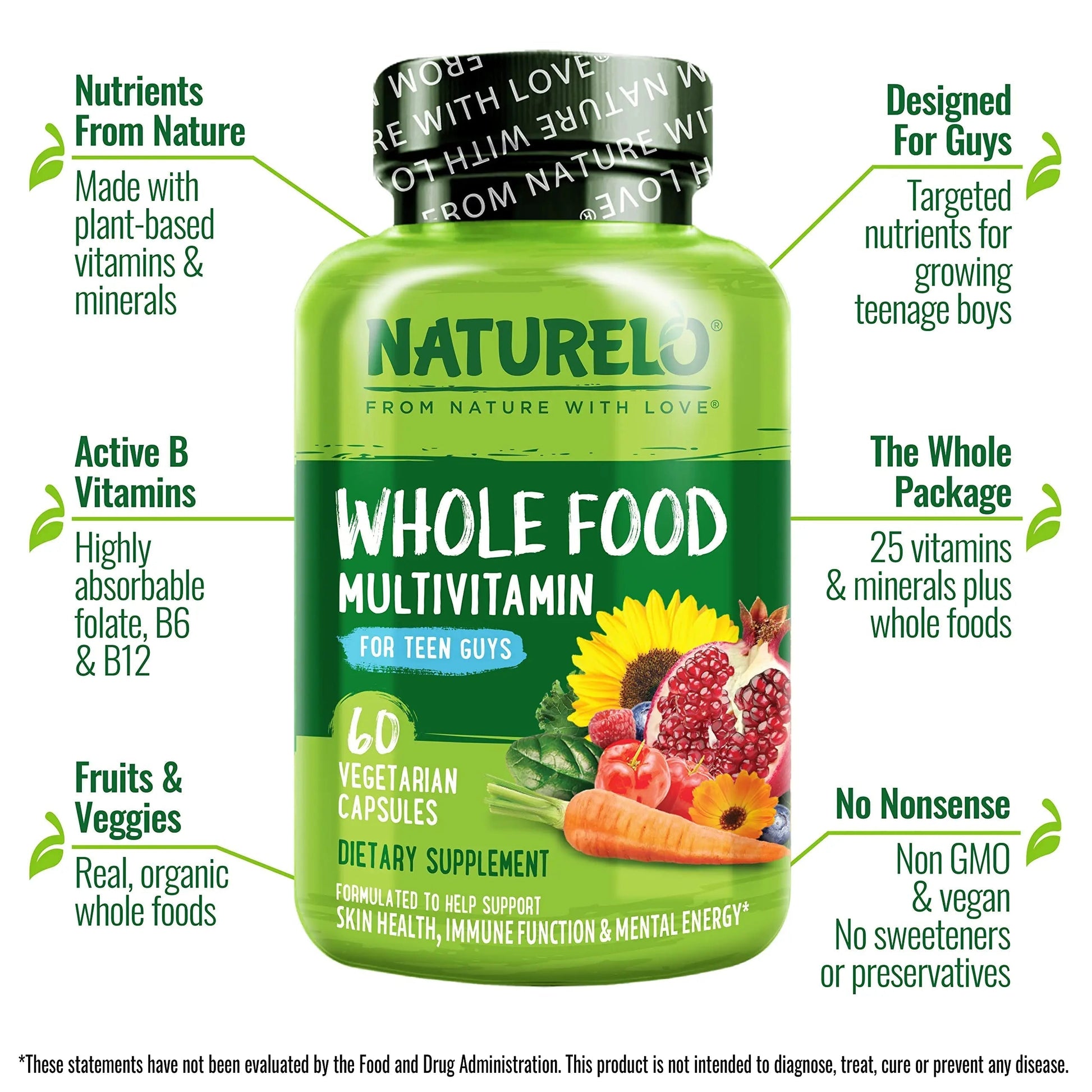 NATURELO Teen Multivitamin - Whole Food Multivitamin for Teenage Boys - Minerals Supplement for Active Kids NATURELO buy supplements canada