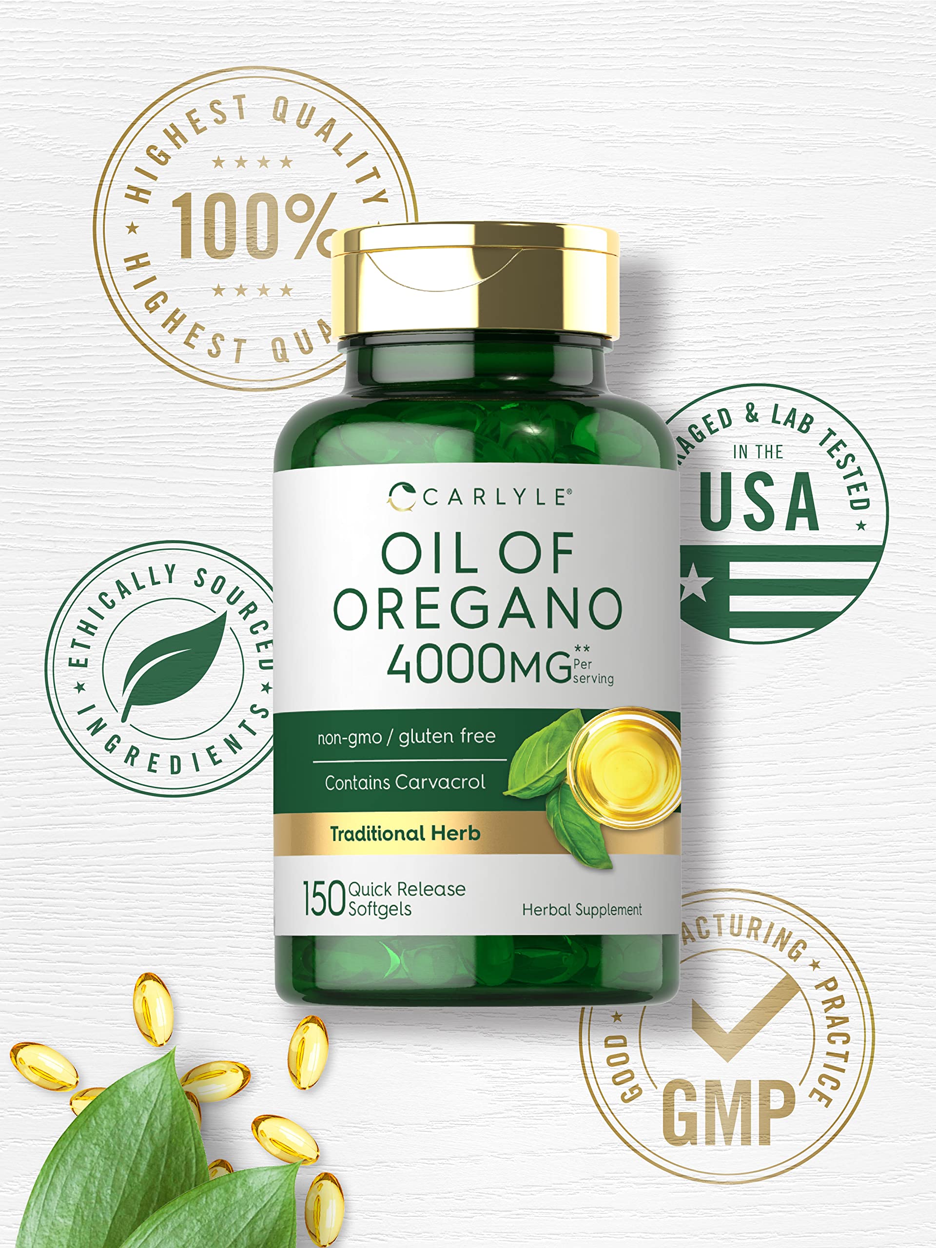 Oregano Oil Extract | Max Potency | 150 Softgel Capsules | Non-GMO and Gluten Carlyle buy supplements canada