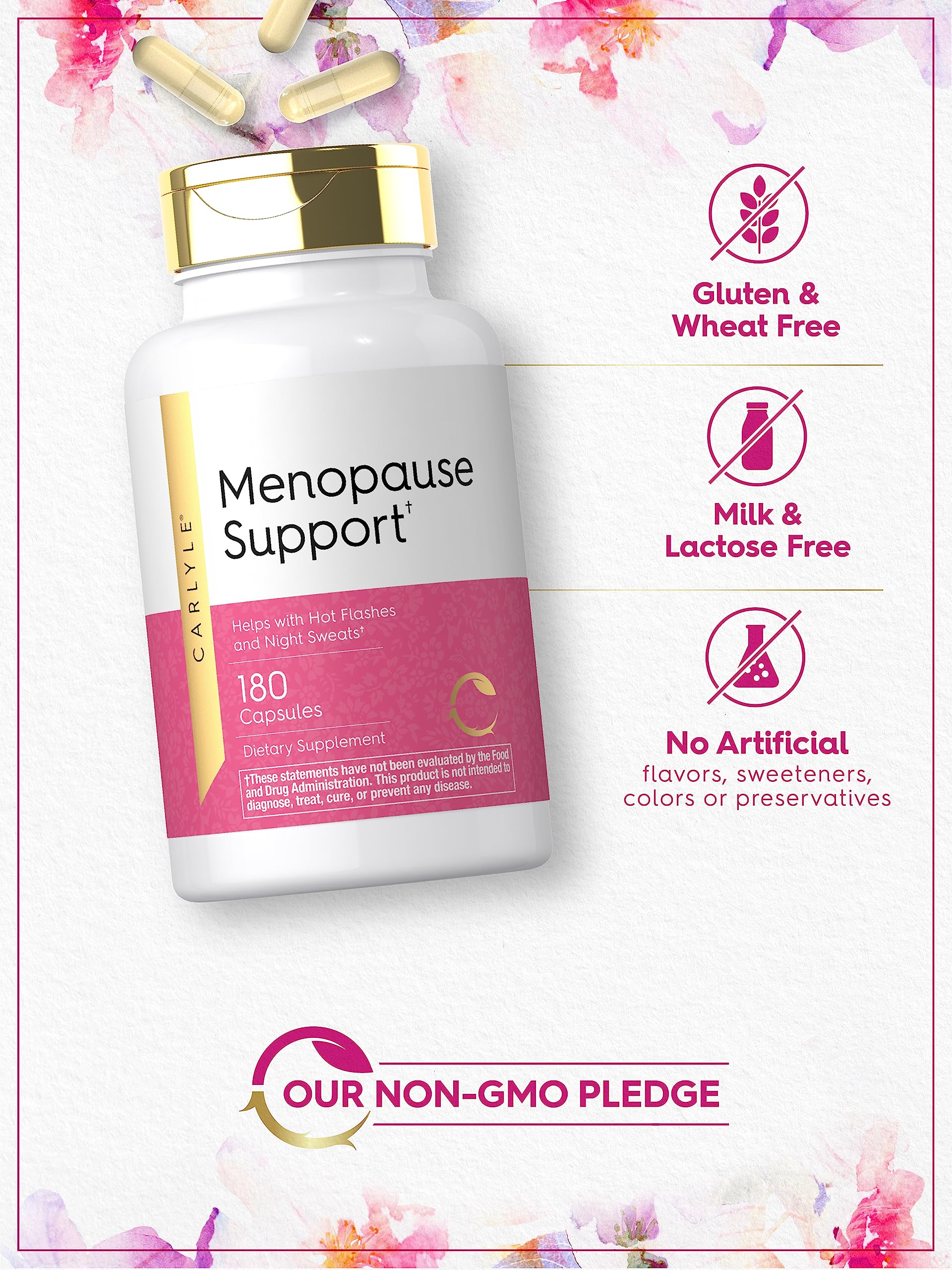 Carlyle Menopause Supplement for Women | 180 Capsules | Helps with Hot Flashes and Night Sweats | Non-GMO, Gluten Free Menopause Support Carlyle buy supplements canada