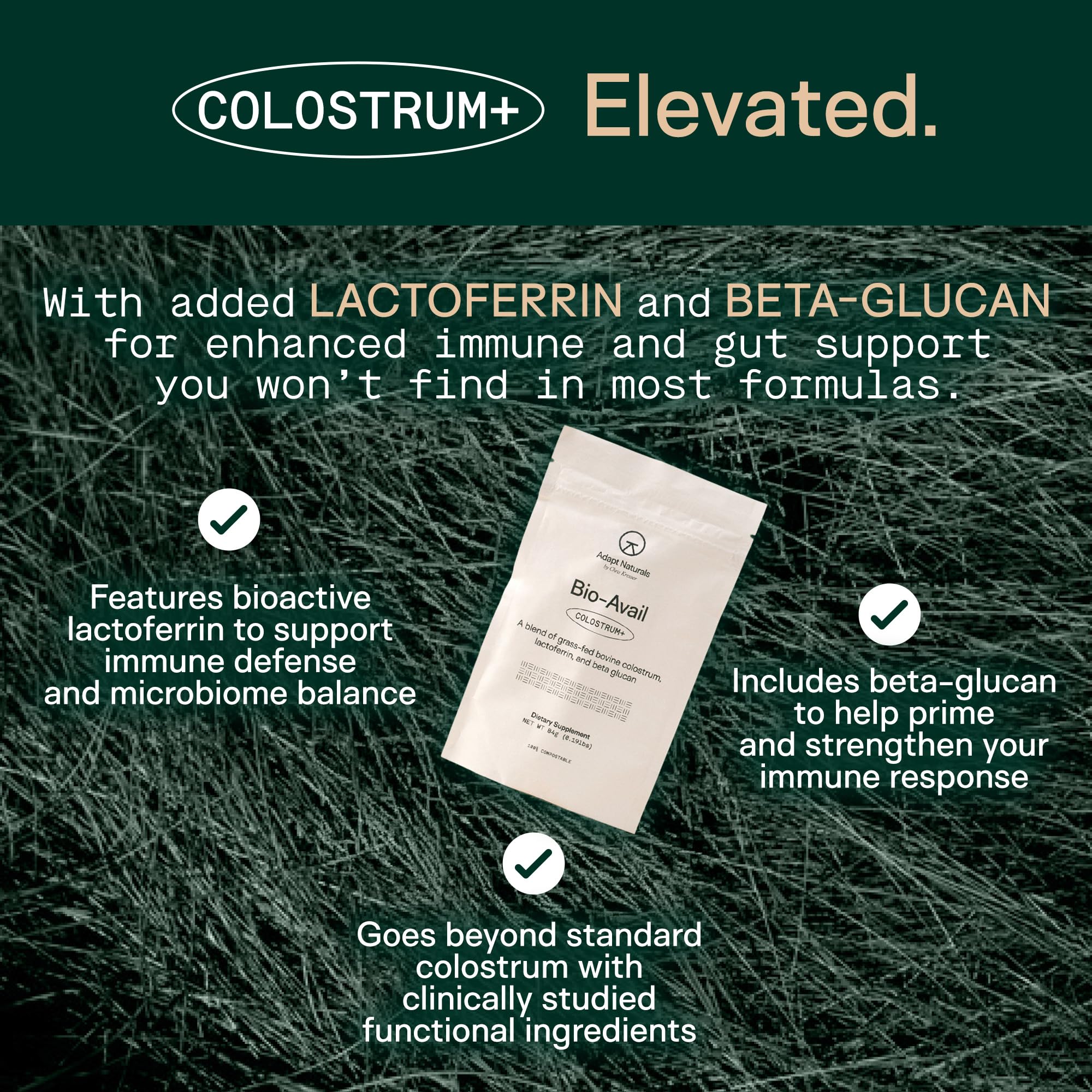 Adapt Naturals Colostrum Supplement with Lactoferrin & Beta-Glucan, Bio-Avail Grass Fed Bovine Colostrum Powder for Gut Health, Immune Support & Vitality | Non-GMO, 2500mg, Unflavored - 30 Days Supply ADAPT NATURALS BY CHRIS KRESSER buy supplements canada