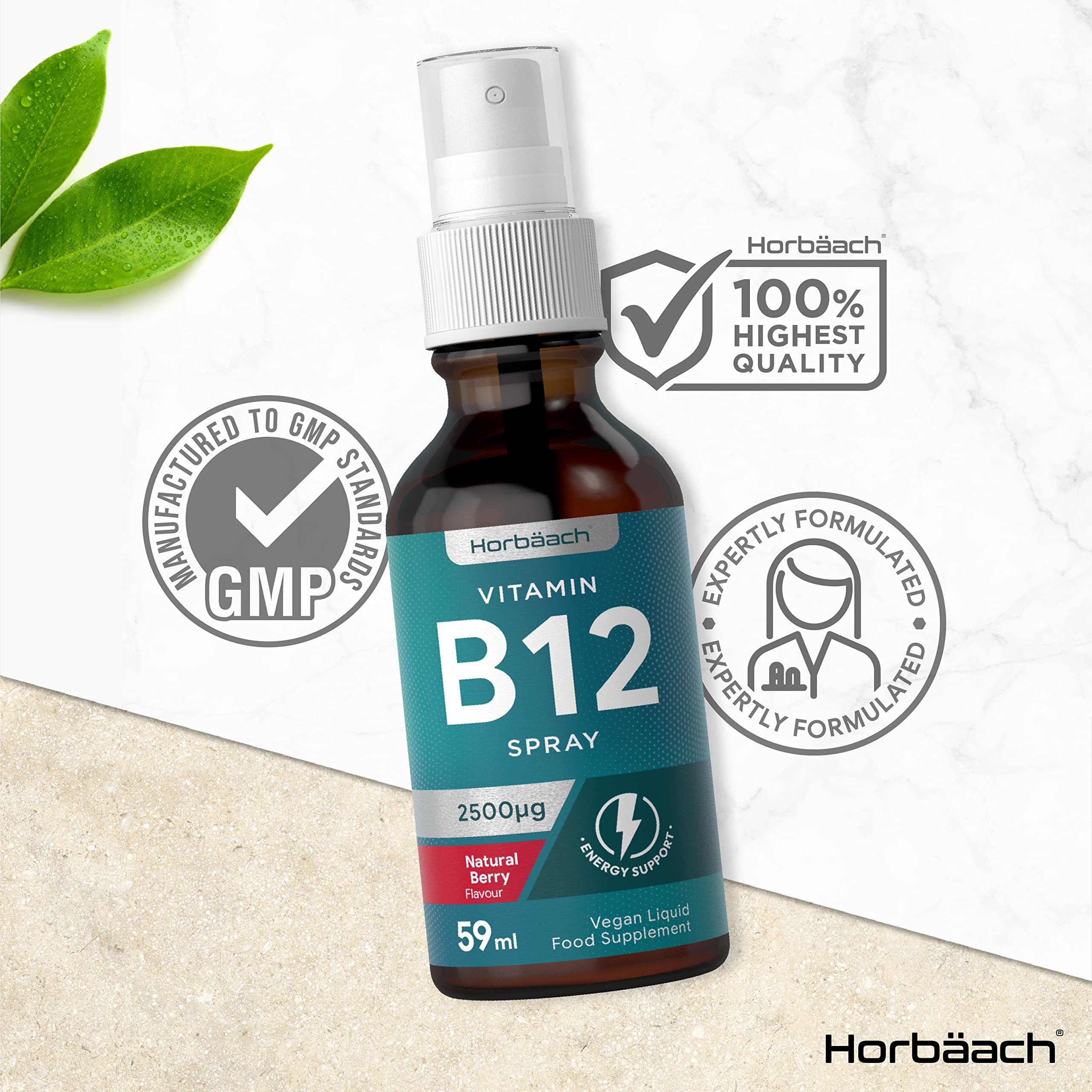 Vitamin B12 Spray 2500mcg | 59ml | High Strength Supplement | Natural Berry Flavour Horbäach buy supplements canada