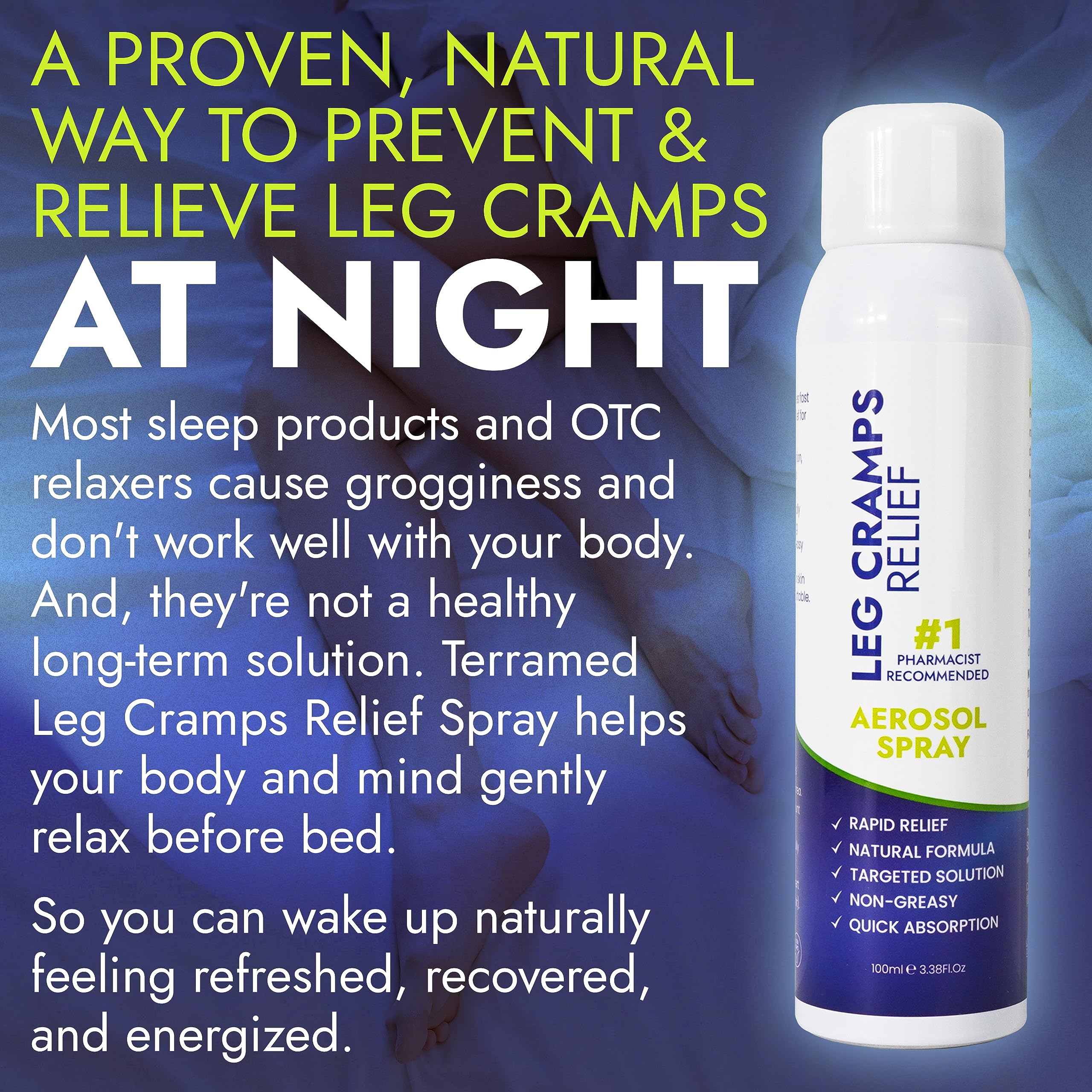 Terramed Just Think Comfort Fast Acting Leg Cramp Relief Aerosol Spray | Pain Relief for Muscle Spasms, Soreness, & Foot and Calf Cramps | Homeopathic Medicine for Restless Legs Syndrome Relief Terramed Just Think Comfort buy supplements canada