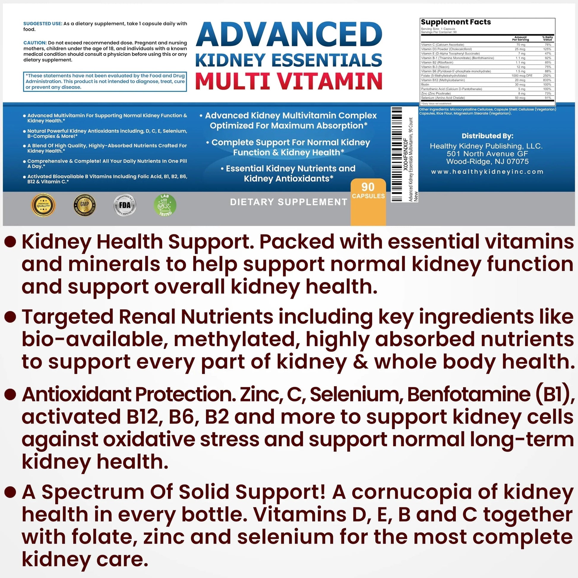 Advanced Kidney Essentials Multivitamin. Kidney Support Supplement for Complete Kidney Health. Kidney Health Supplement Kidney Restore buy supplements canada