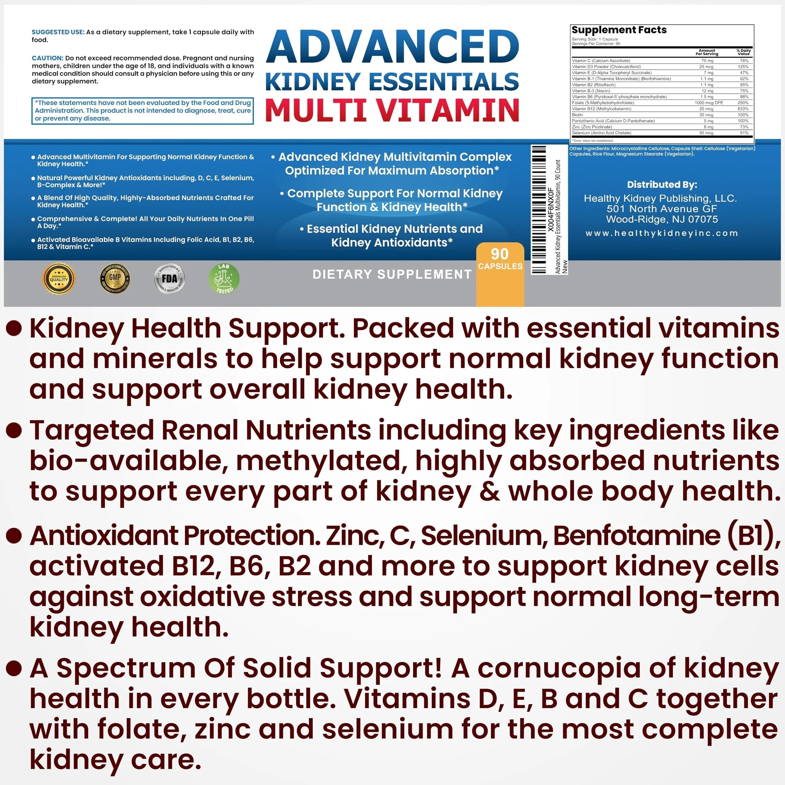 Advanced Kidney Essentials Multivitamin. Kidney Support Supplement for Complete Kidney Health. Kidney Health Supplement Kidney Restore buy supplements canada