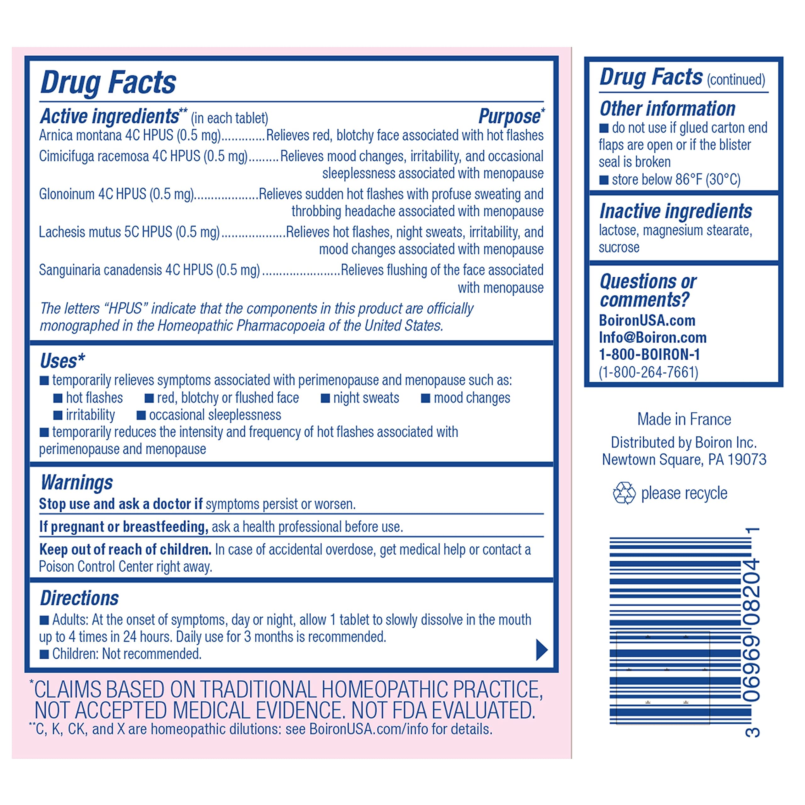 Boiron Cyclease Menopause Tablets for Relief of Hot Flashes, Night Sweats, Irritability, and Mood Swings - 60 Count Boiron buy supplements canada