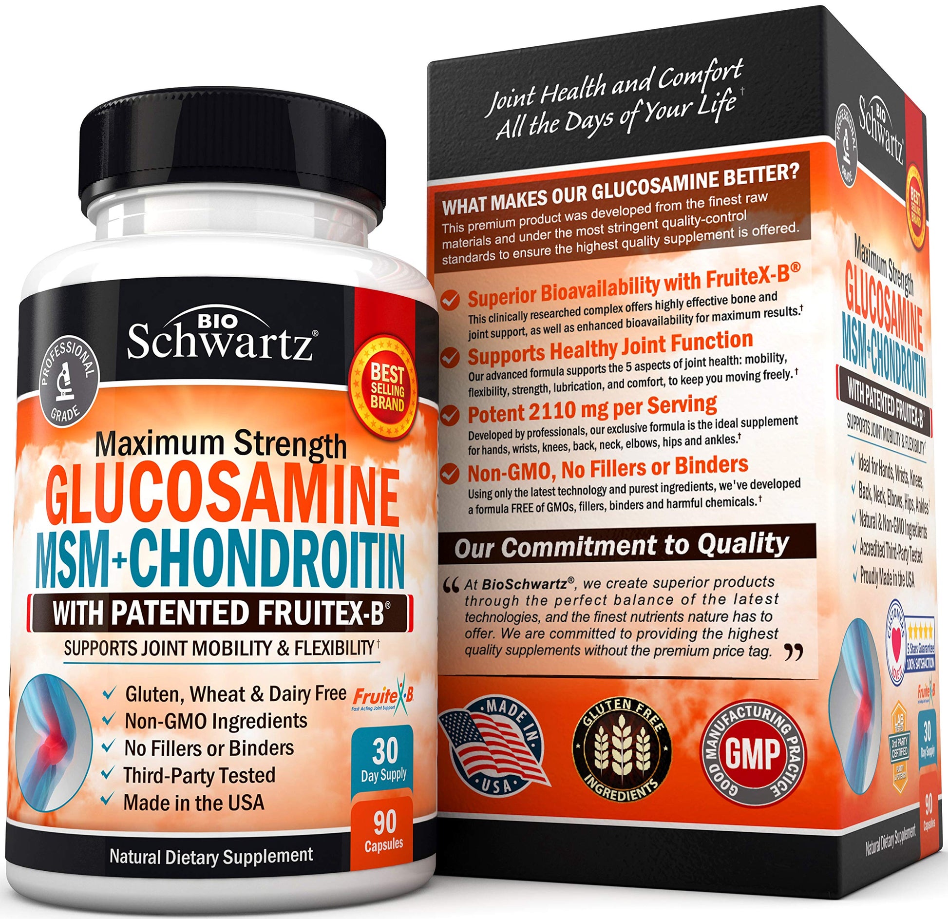 Glucosamine Chondroitin MSM 2110mg - Joint Support Supplement with Turmeric BioSchwartz buy supplements canada