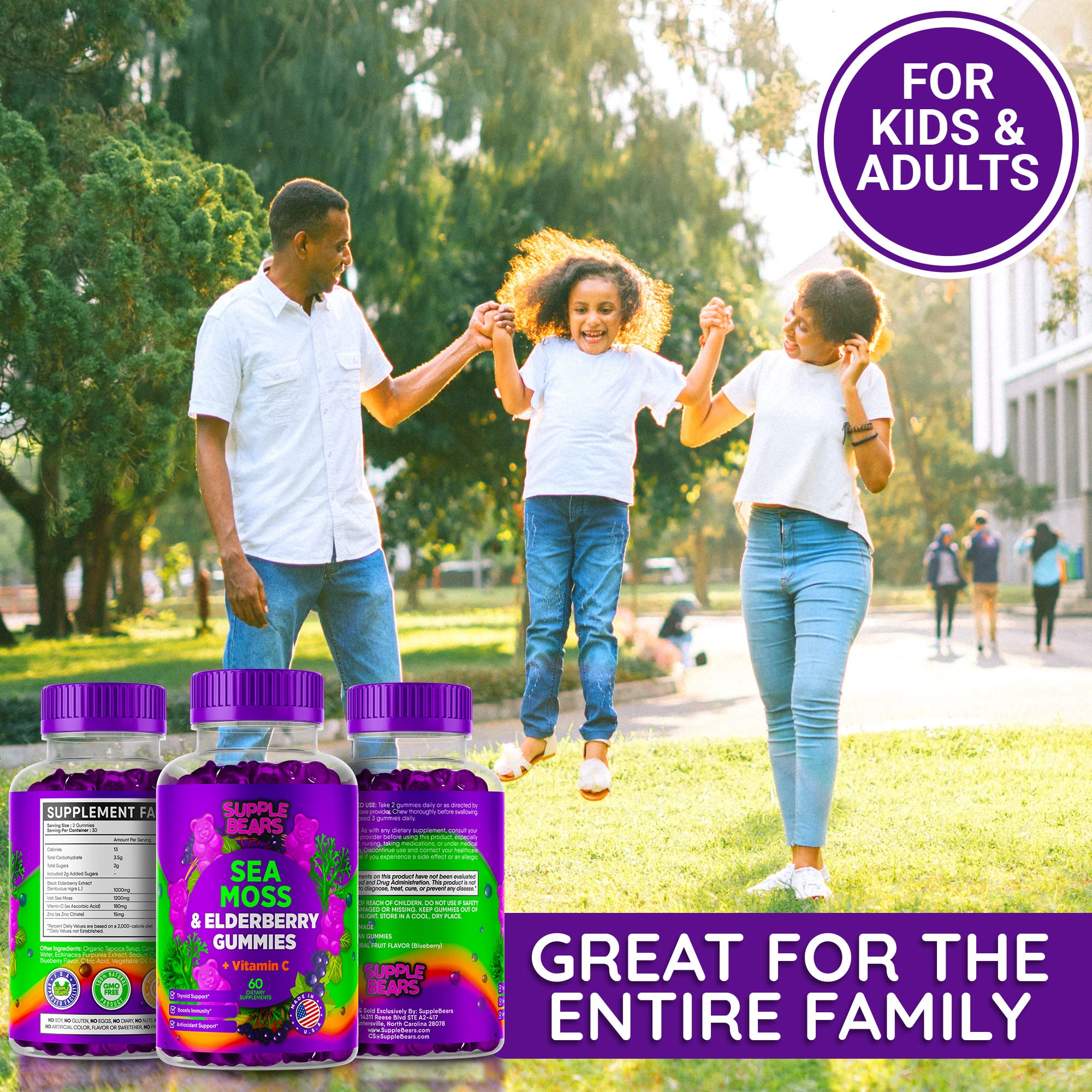 Supplebears Sea Moss Gummies & Elderberry - Vitamin C + Zinc – Extra Strength Immune Supplebears buy supplements canada