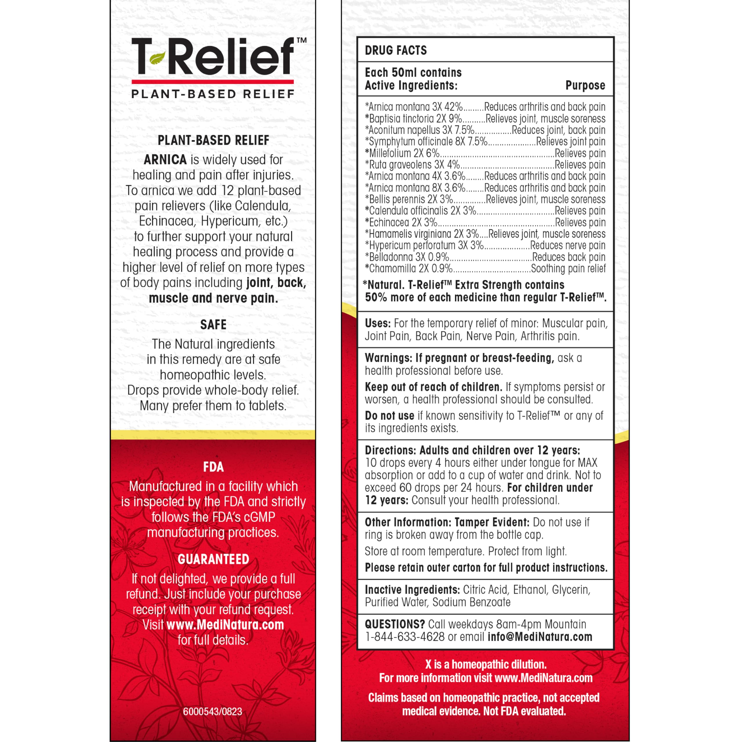 MediNatura T-Relief Extra Strength Oral Drops Arnica +12 Fast-Acting Natural Relieving Actives for Back Neck Joint Muscle Hand & Foot Aches Pains & Soreness - 1.69 oz MediNatura buy supplements canada