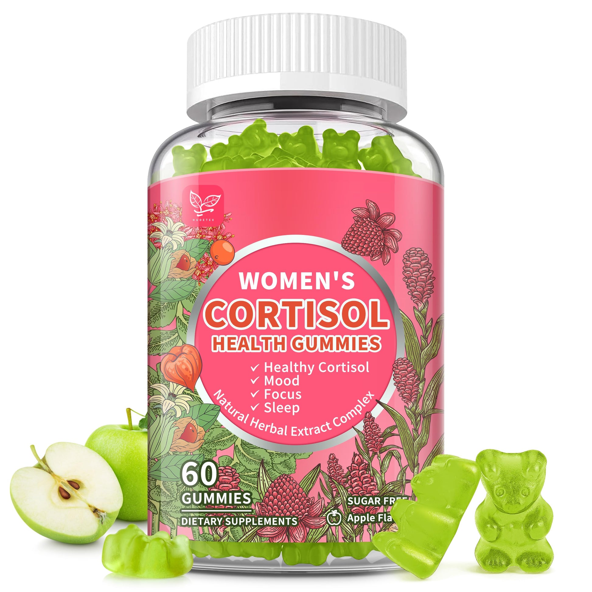 Cortisol Gummies for Women,Cortisol Manager with Ashwagandha,Magnesium,L-theanine,Phosphatidylserine,Rhodiola Rosea,Black Pepper for Mood Support,Adrenal Balance,Sleep,Vegan,Apple Flavor,60 Count Hudetex buy supplements canada