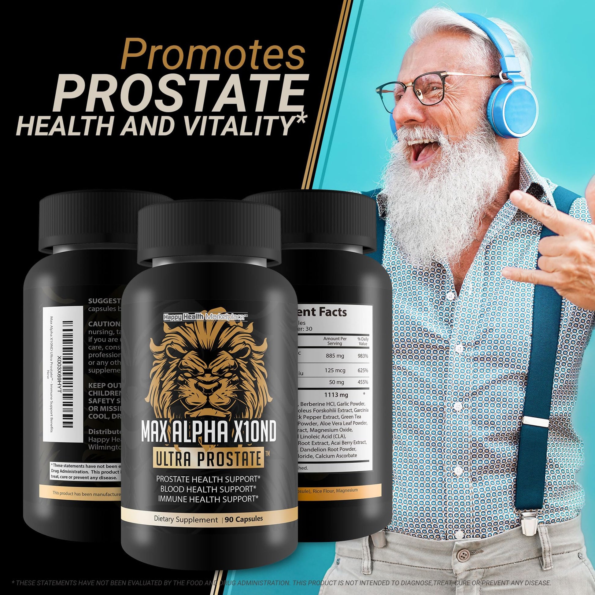 Max Alpha X10ND Ultra Prostate - T Prostate Support for Men - Promote Energy & Endurance - Blood Flow Support for Prostate Health with Vitamin D, Ginseng, Green Tea, & Zinc - Immune Support Benefits Happy Health Marketplace buy supplements canada