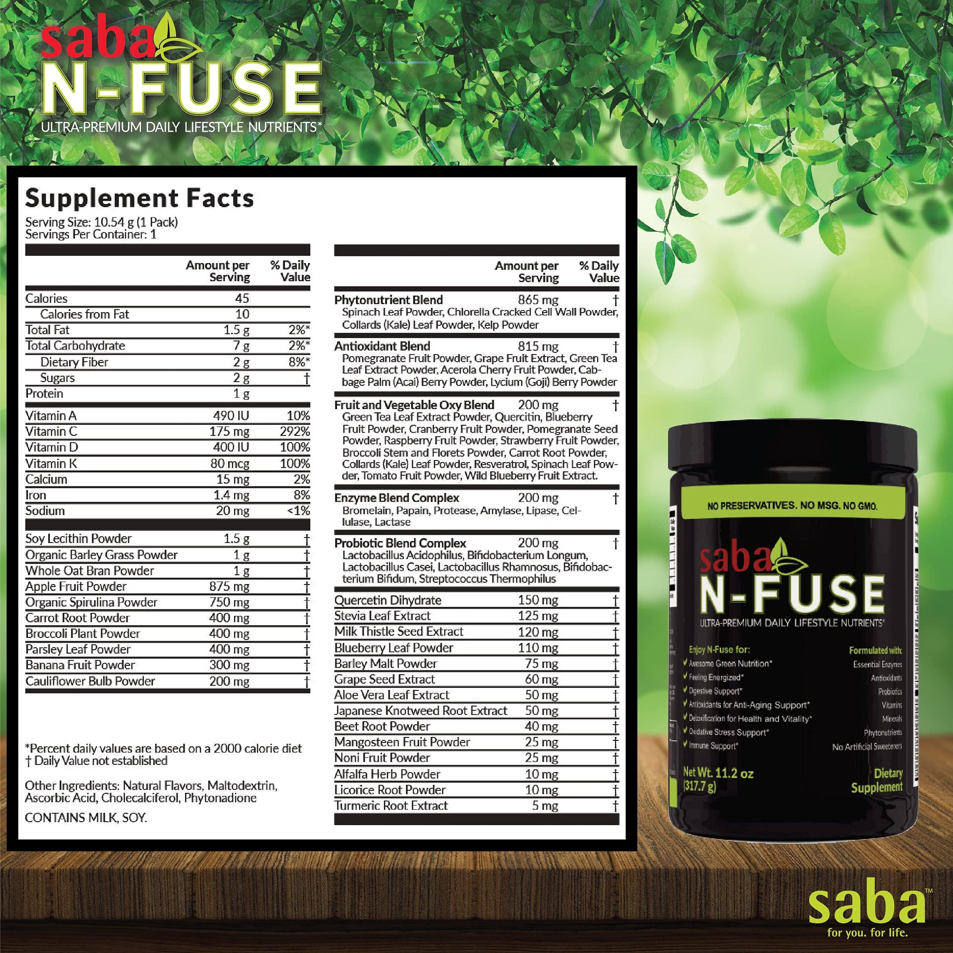 Saba N-Fuse-Whole Food Daily Nutrition,-Phytonutrients, Pre and Probiotics, Enzymes Saba buy supplements canada