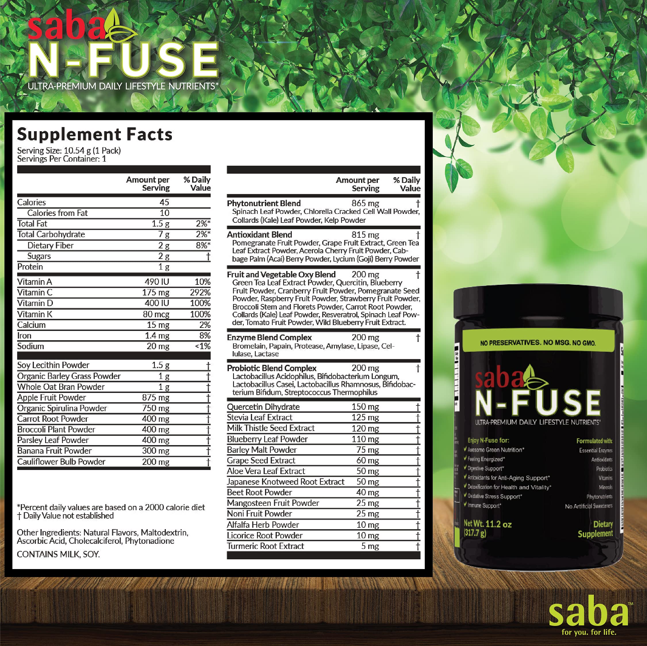 Saba N-Fuse-Whole Food Daily Nutrition,-Phytonutrients, Pre and Probiotics, Enzymes Saba buy supplements canada