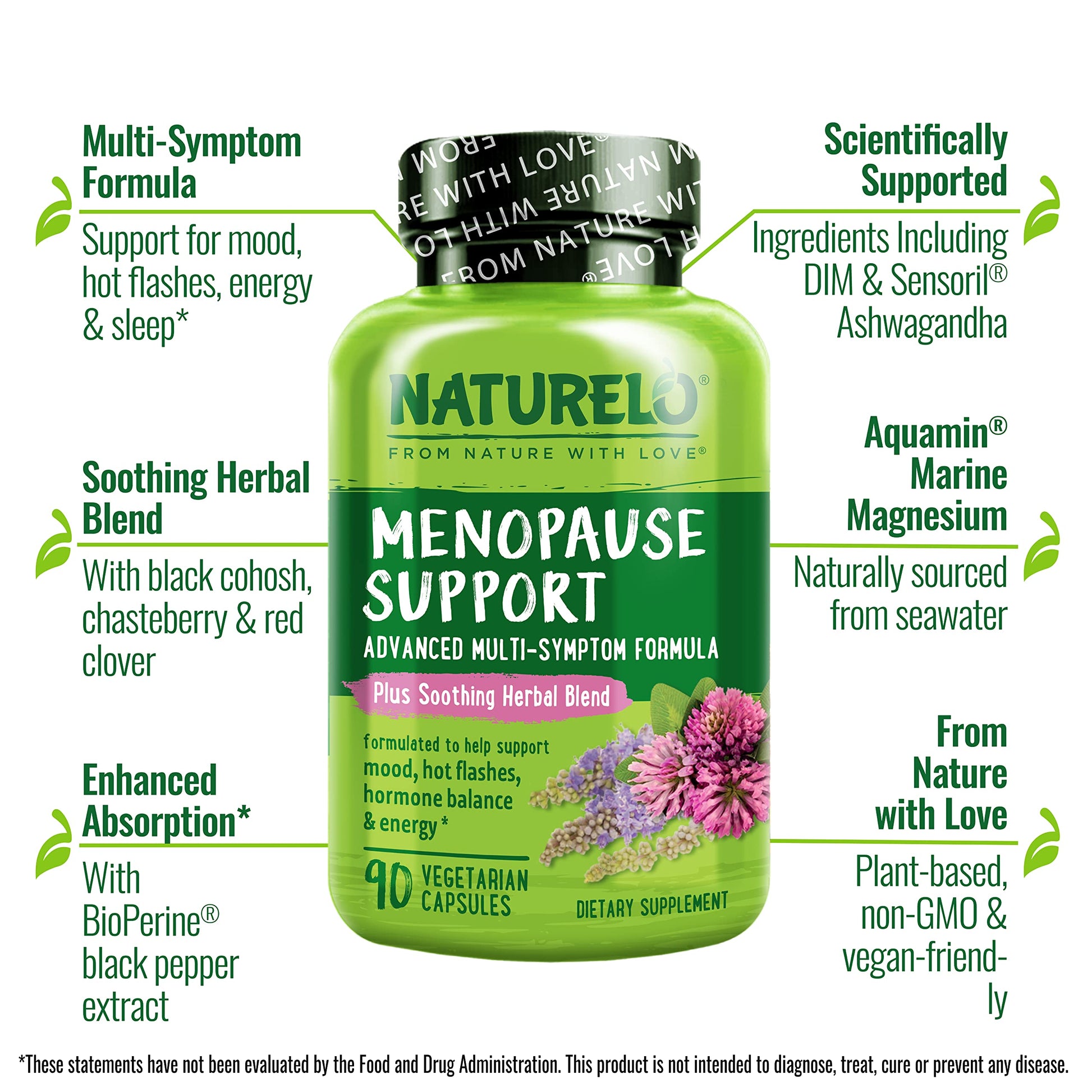 NATURELO Menopause Supplements for Women, Herbal Blend with Black Cohosh for Menopause Hot Flashes Advanced Estrogen Multi-Symptom Formula 90 Capsules NATURELO buy supplements canada