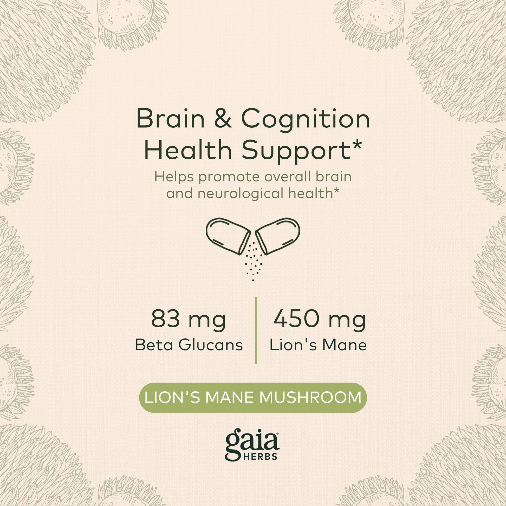 Gaia Herbs Organic Lion’s Mane Mushroom - Brain and Nerve Support Supplement Gaia Herbs buy supplements canada