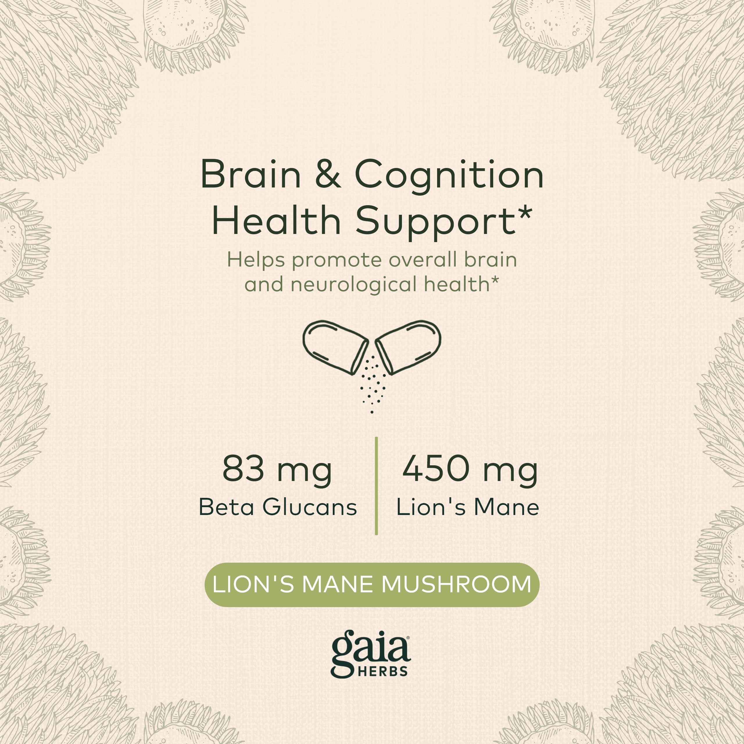 Gaia Herbs Organic Lion’s Mane Mushroom - Brain and Nerve Support Supplement Gaia Herbs buy supplements canada