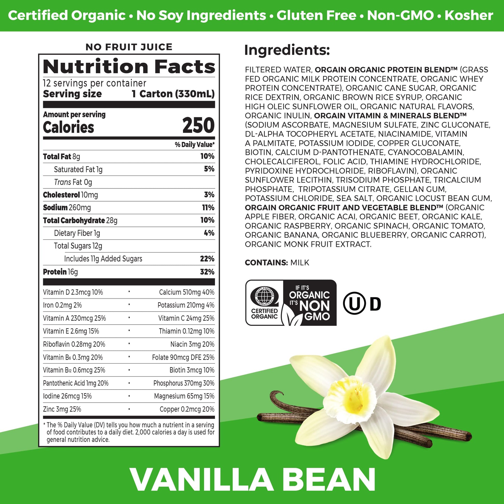 Orgain Organic Nutritional Protein Shake, Vanilla Bean - 16g Grass Fed Whey Protein Orgain buy supplements canada