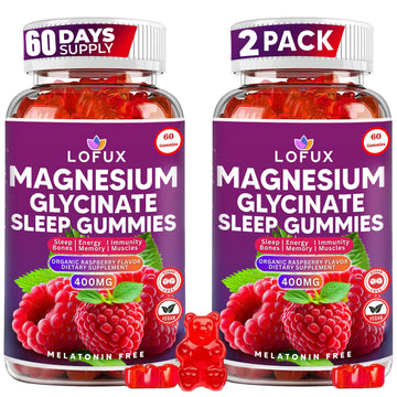 Lofux Magnesium Glycinate Gummies 400mg, Sugar Free Magnesium Gummies for Adults Women, Men, Chewable Supplement Gummy with L-Threonate, Vitamin D, B6, CoQ10 - for Calm, Sleep, Body Relaxation, 120 Ct Lofux buy supplements canada