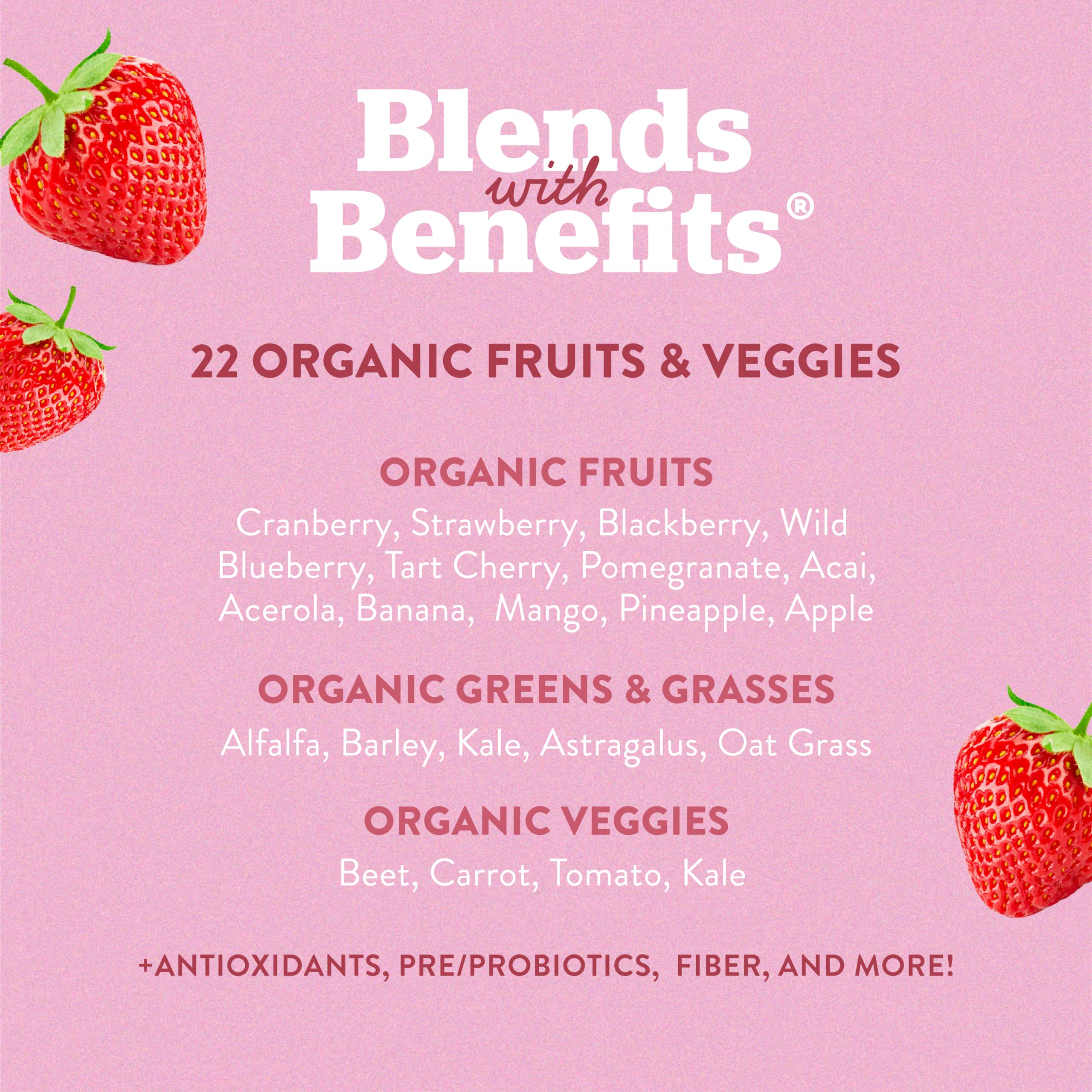 360 Nutrition Blends with Benefits Reds & Superfoods for Natural Antioxidants and Polyphenols, with Fruits & Veggies, Probiotics Digestion, Daily Energy - Berries & Cream - 30 Servings 360 Nutrition buy supplements canada