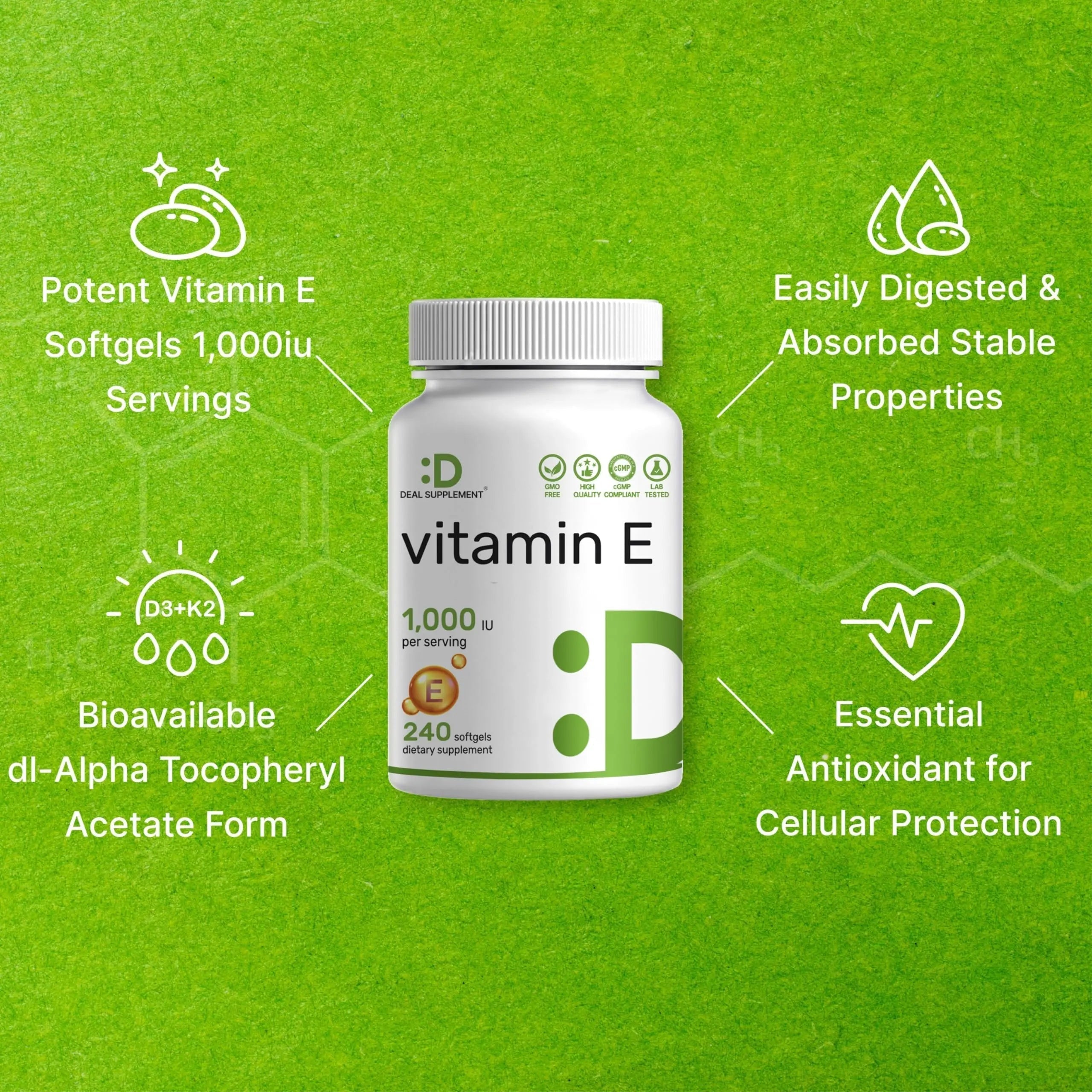 Vitamin E Supplements, 1,000 IU Per Serving, 240 Softgels – Extra Strength Antioxidant Protection – Bioavailable Stable Form DEAL SUPPLEMENT buy supplements canada