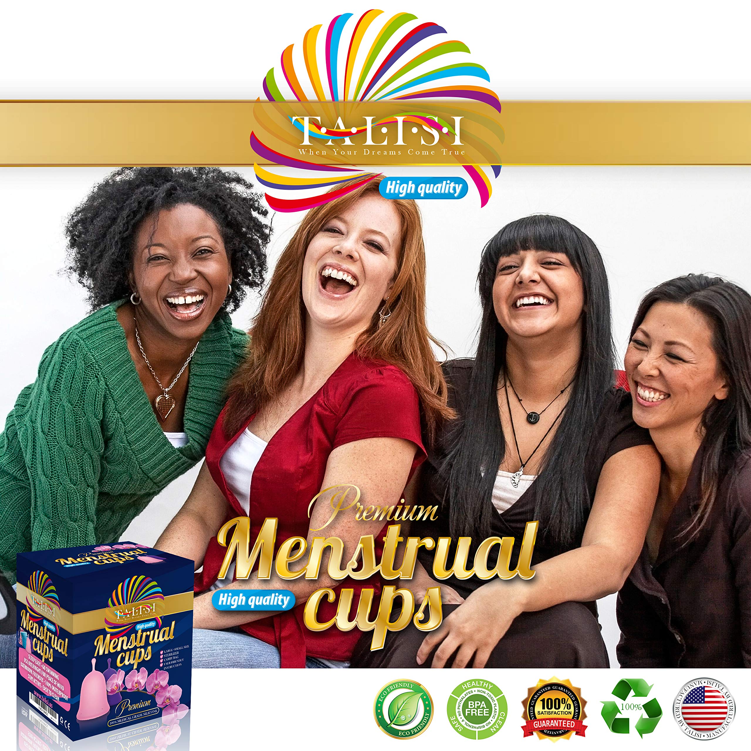 Talisi Menstrual Cups Set of 2 with Collapsible Silicone Sterilizer - Soft & Flexible Sensitive Feminine TALISI WHEN YOUR DREAMS COME TRUE buy supplements canada