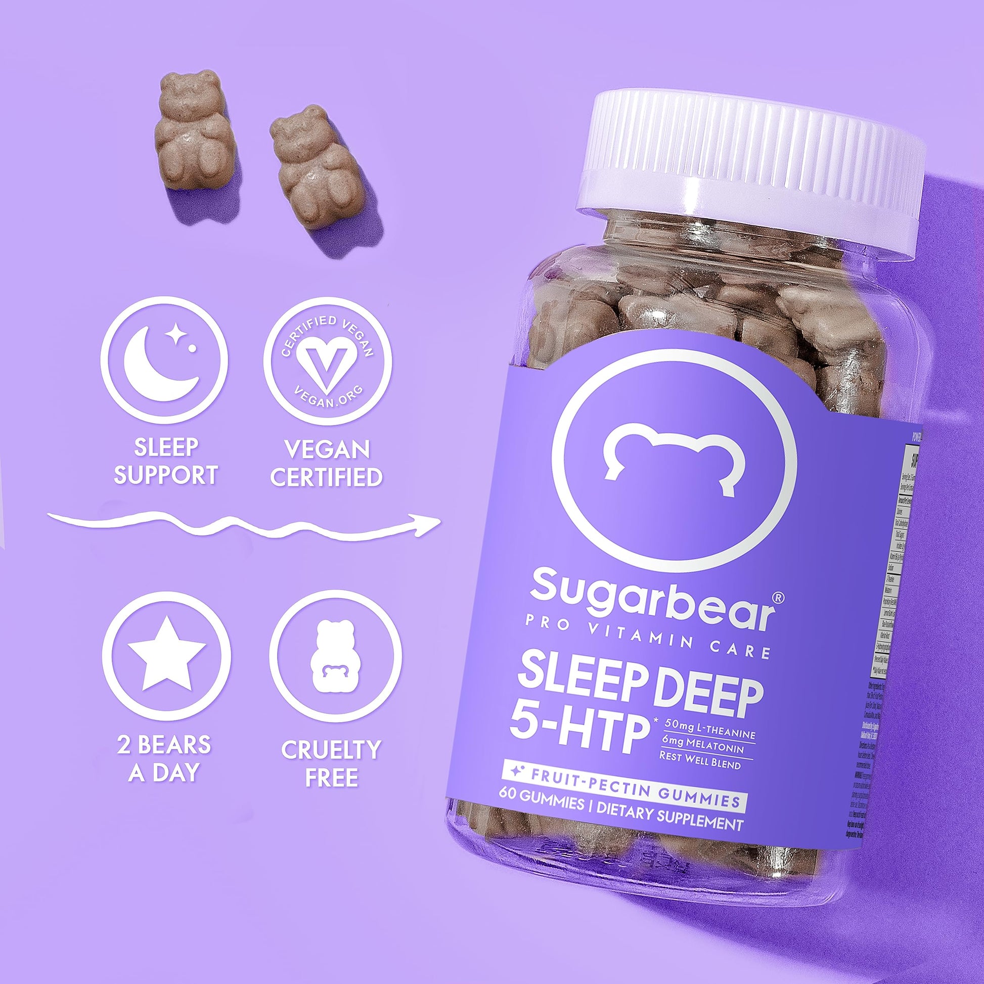 Sugarbear Sleep Aid Gummies for Adults with Melatonin 6mg, Magnesium SugarBearHair buy supplements canada