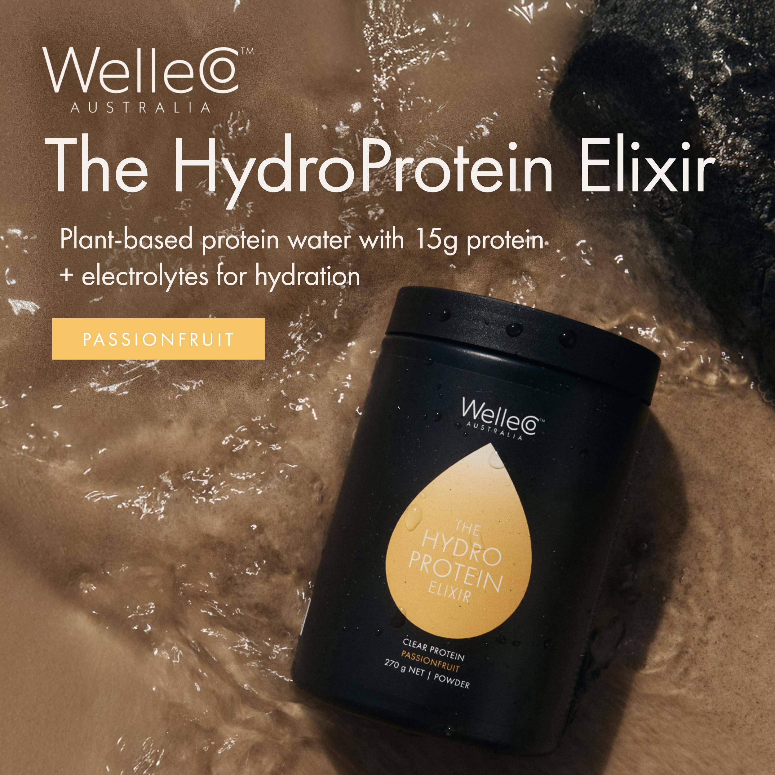 WelleCo HydroProtein Elixir, Potassium Electrolyte Powder with 15g Vegan Protein for Energy, Healthy Hair, Skin & Nails, Easy to Digest Powdered Electrolytes, Passionfruit, 9.5oz Jar WelleCo buy supplements canada