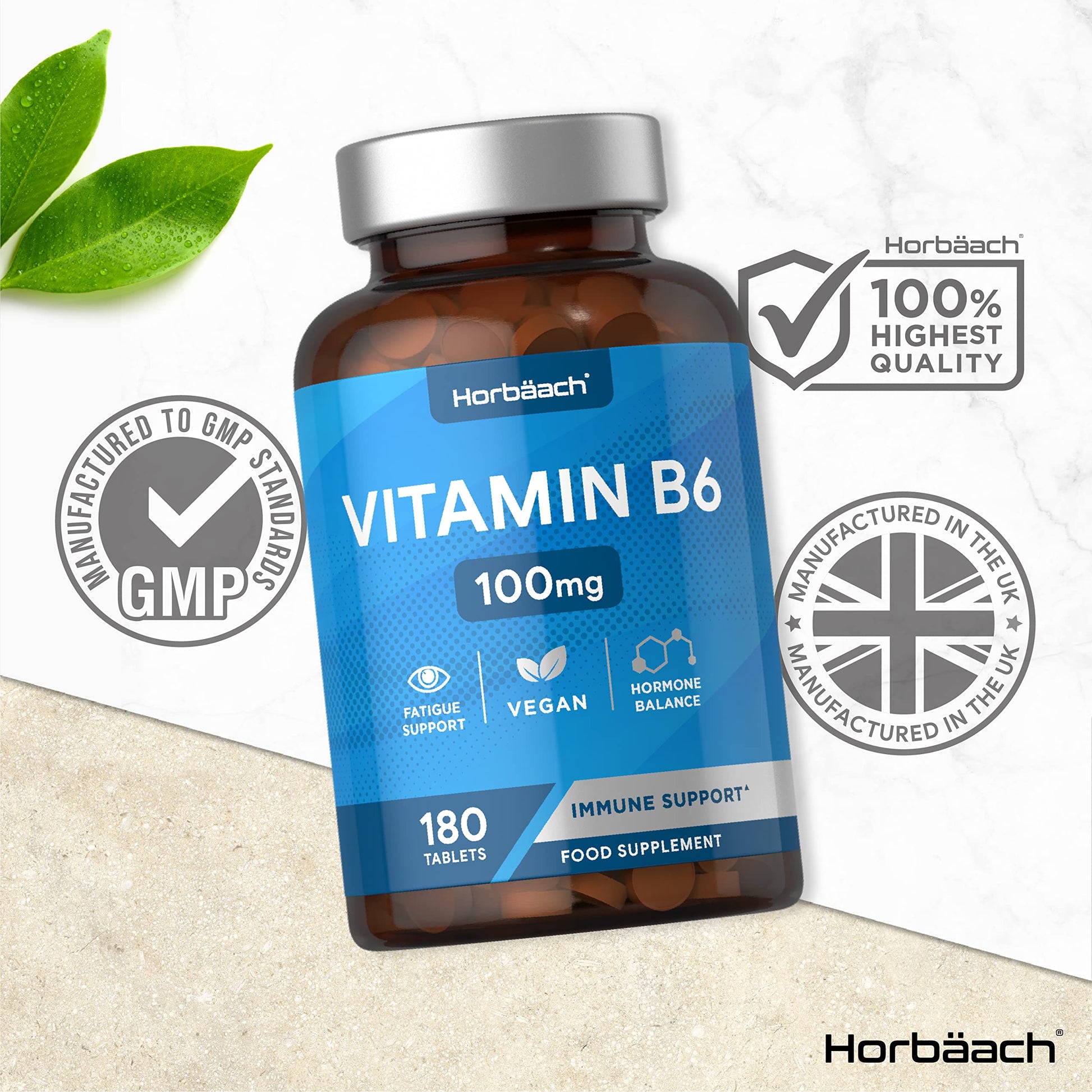 Vitamin B6 100mg | 180 High Strength Tablets | Regulation of Hormonal Activity & Fatigue Horbäach buy supplements canada