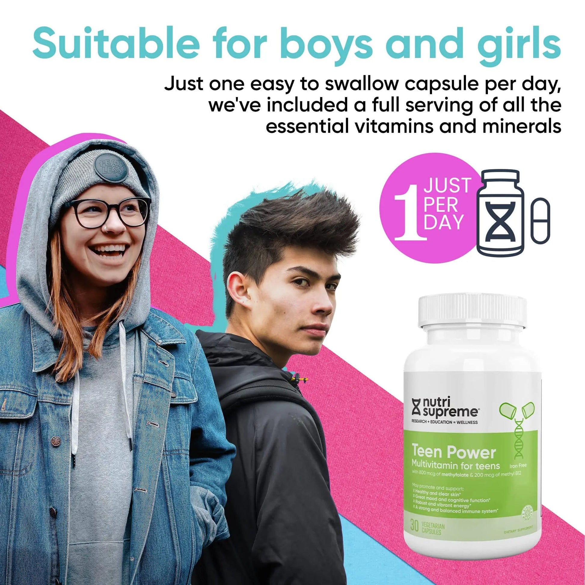 Nutri Supreme Teen Multivitamin for Boys and Girls 12-17, Best Kosher One Per Day Teen Vitamins, Formulated for Teen Development NUTRI-SUPREME RESEARCH buy supplements canada