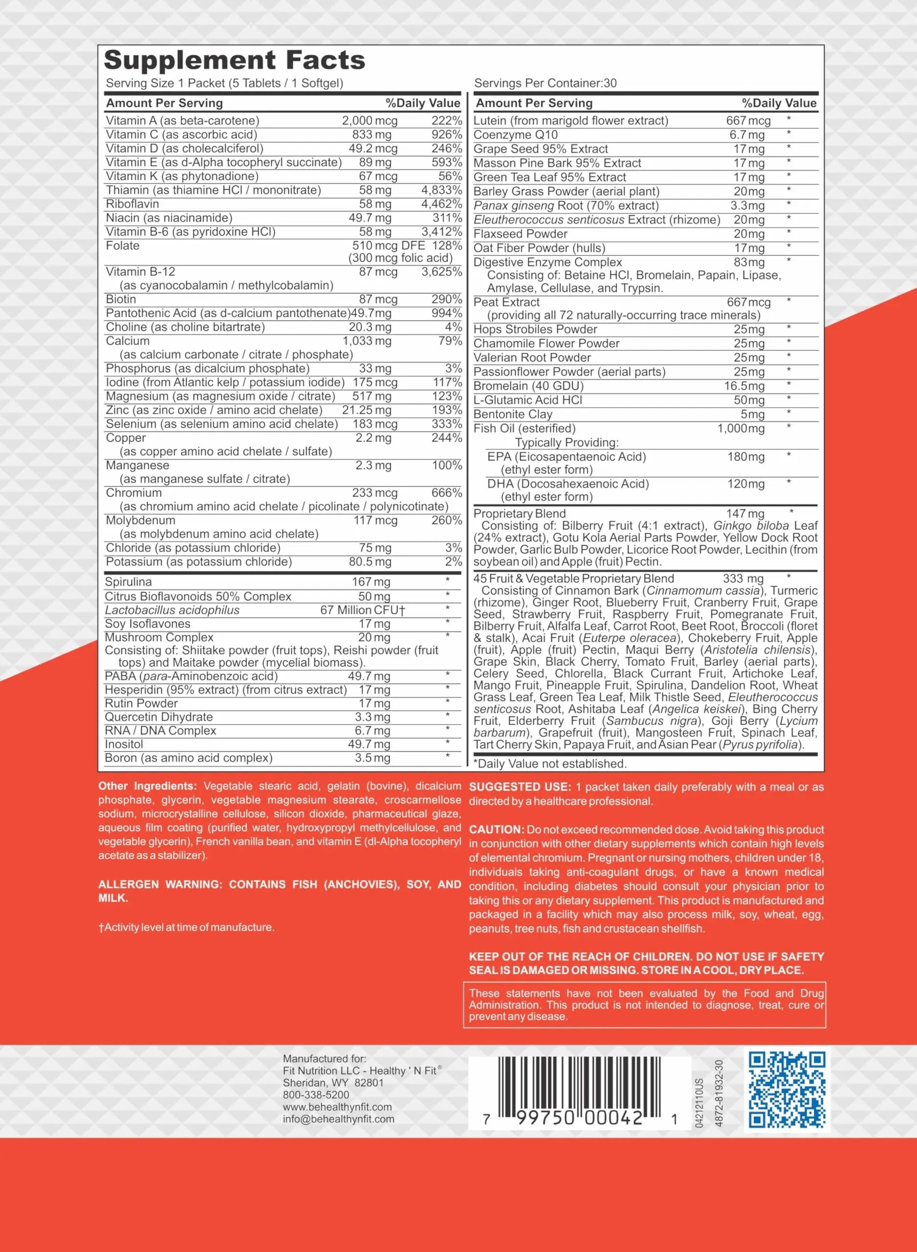 Healthy 'N Fit NUTRI Pack - 30 Day Pkt -One Pack Daily, Multivitamin All-in-One Packets Healthy 'N Fit buy supplements canada