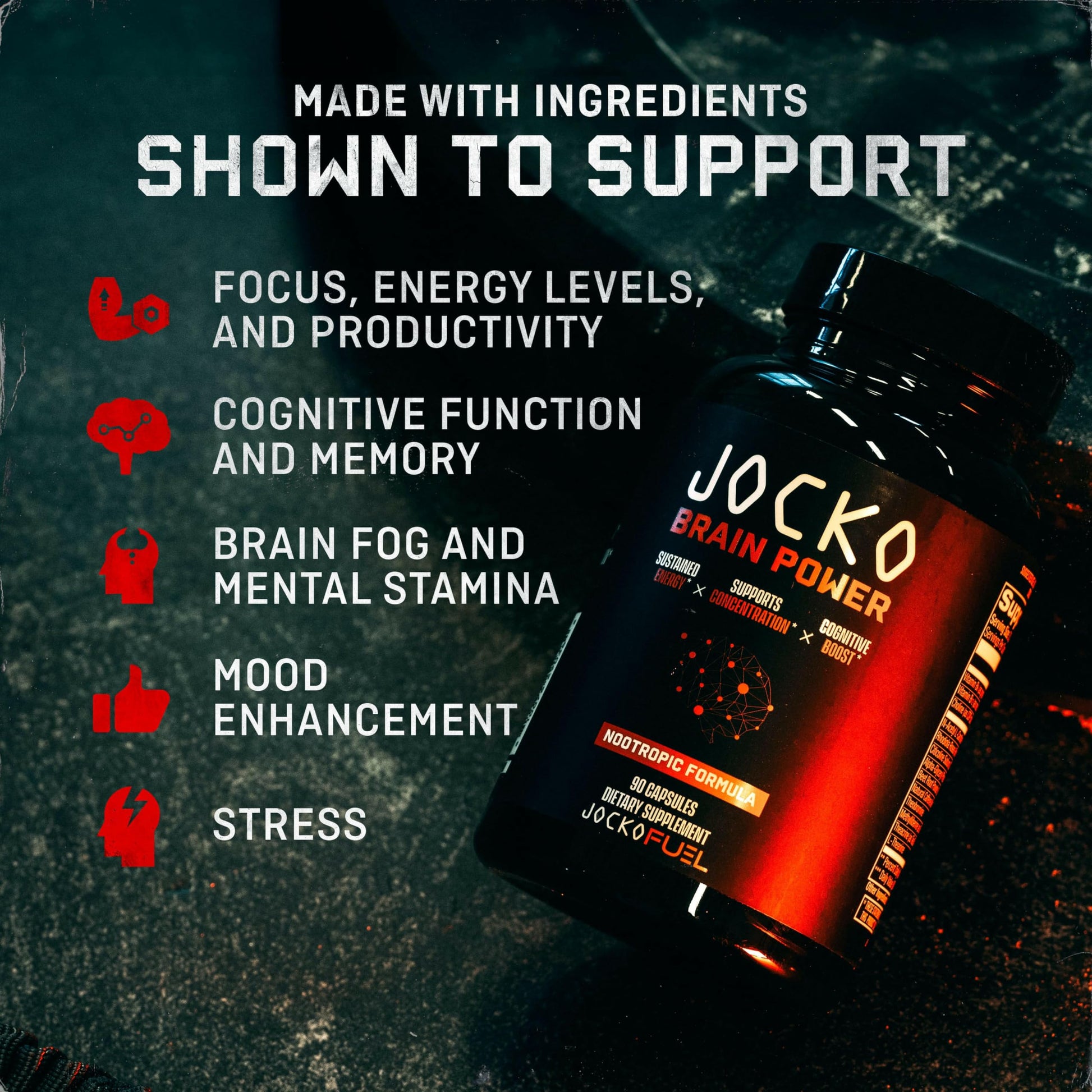 Jocko Fuel Brain Power - Nootropic Dietary Supplements for Memory & Focus wiht L Theanine, L Carnitine- Energy & Focus Supplement (90 Capsules) Jocko Fuel buy supplements canada