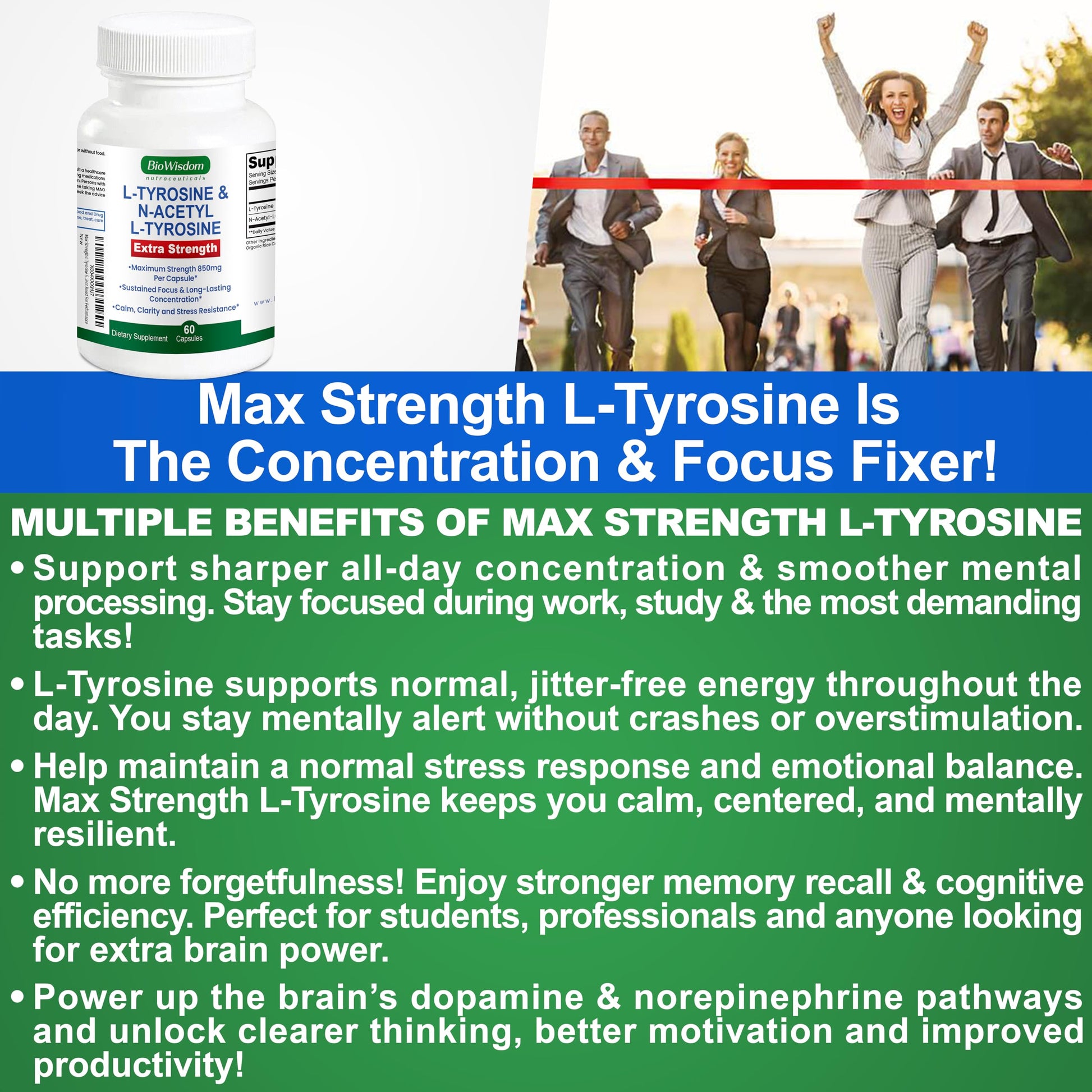 Max Strength L Tyrosine Supplement & N Acetyl L Tyrosine Peak Focus, Alertness, Concentration, Body & Mind Energy. L-Tyrosine 850mg Per 1 Capsule. A Well-Being Nutrient Boost For Performance BioWisdom Nutraceuticals buy supplements canada