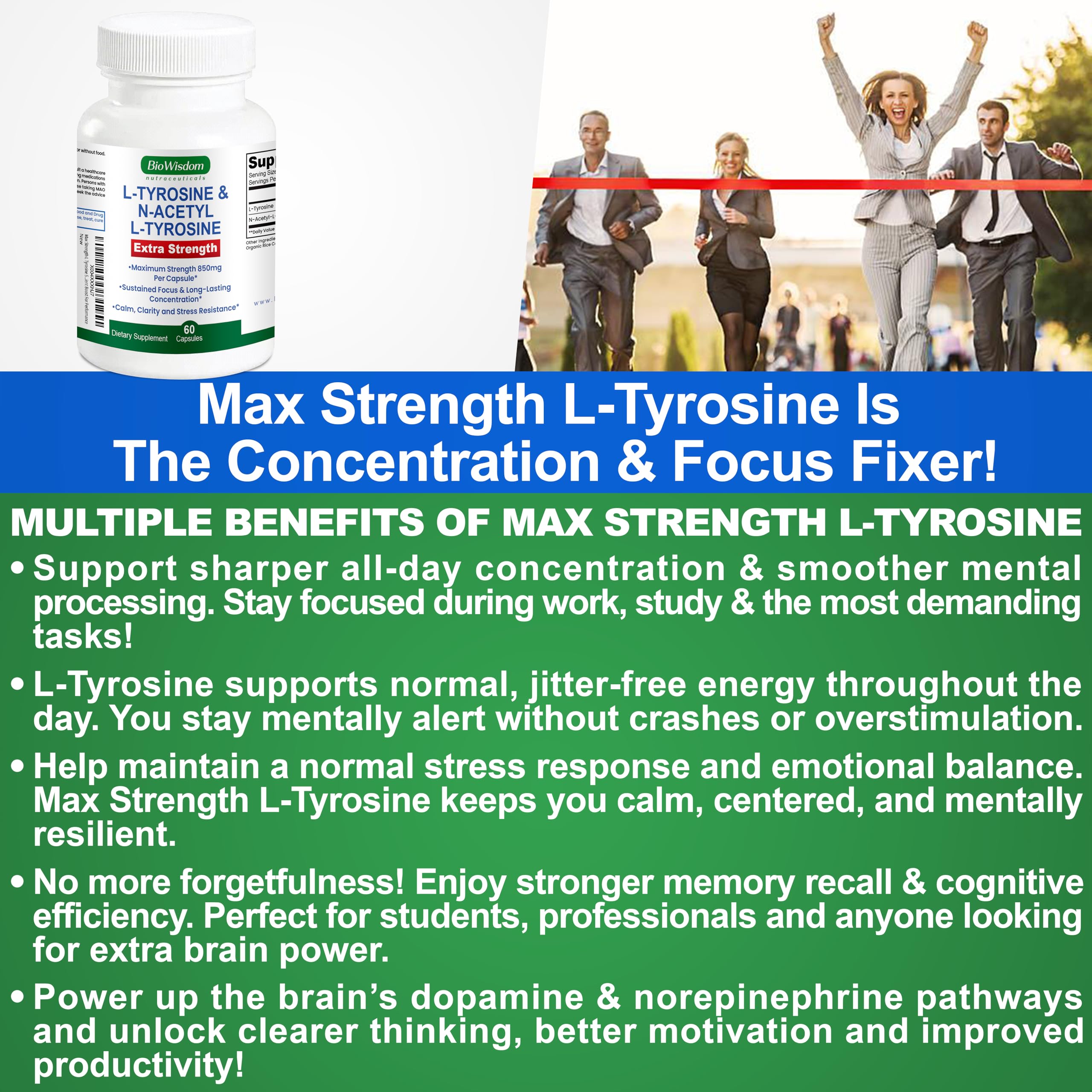 Max Strength L Tyrosine Supplement & N Acetyl L Tyrosine Peak Focus, Alertness, Concentration, Body & Mind Energy. L-Tyrosine 850mg Per 1 Capsule. A Well-Being Nutrient Boost For Performance BioWisdom Nutraceuticals buy supplements canada