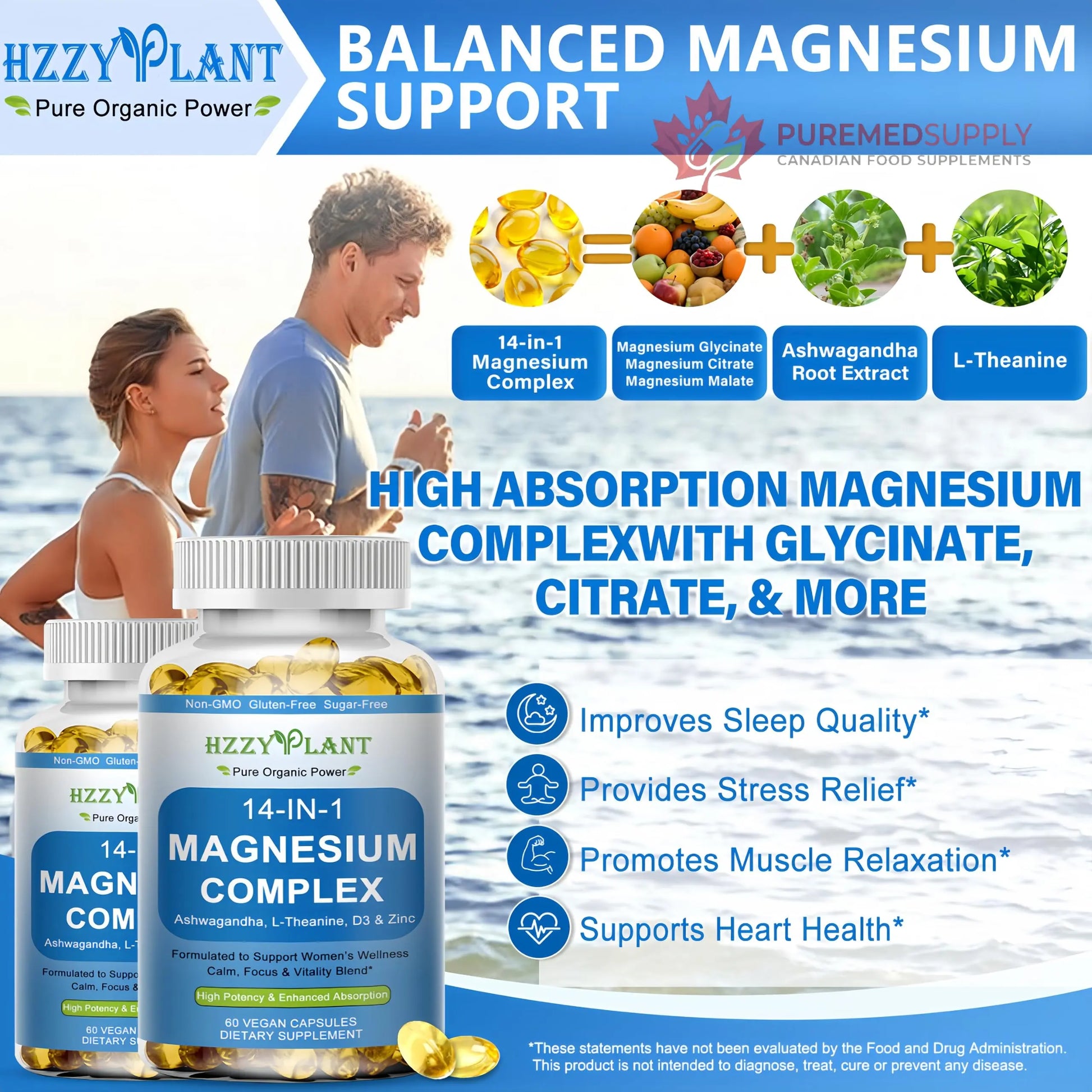 Magnesium Complex Softgels, High Absorption Magnesium Supplement with Glycinate, Citrate, Malate, Taurate, 14-in-1 Magnesium Complex for Women & Men for Muscle, Heart, Sleep Support, 2 Month Supply HZZYPLANT buy supplements canada