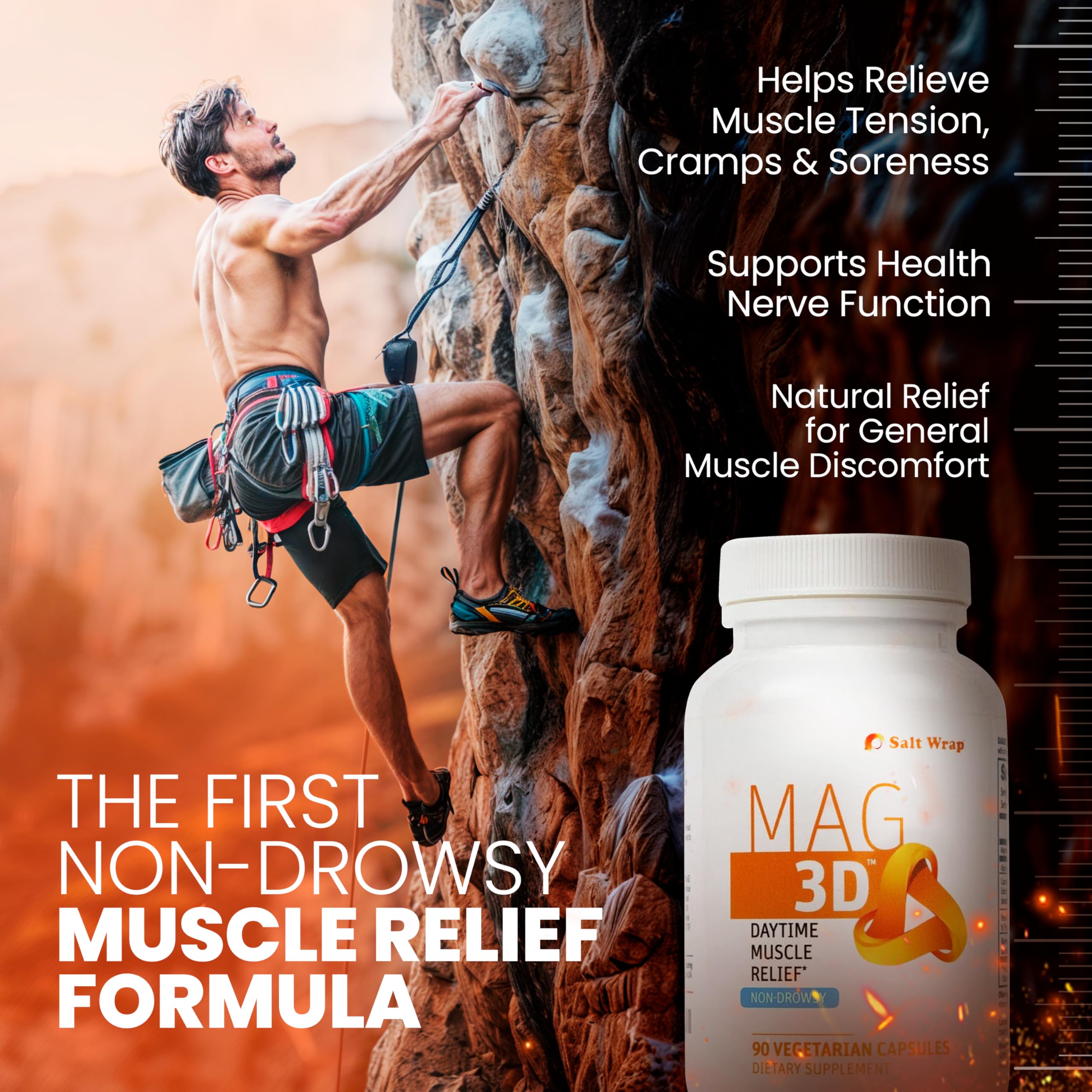SaltWrap Mag 3D – Daytime (Non-Drowsy) Leg Cramp & Muscle Relief Support - Natural Supplement for Muscle and Nerve Health with Turmeric, Alpha Lipoic Acid & Magnesium SaltWrap buy supplements canada