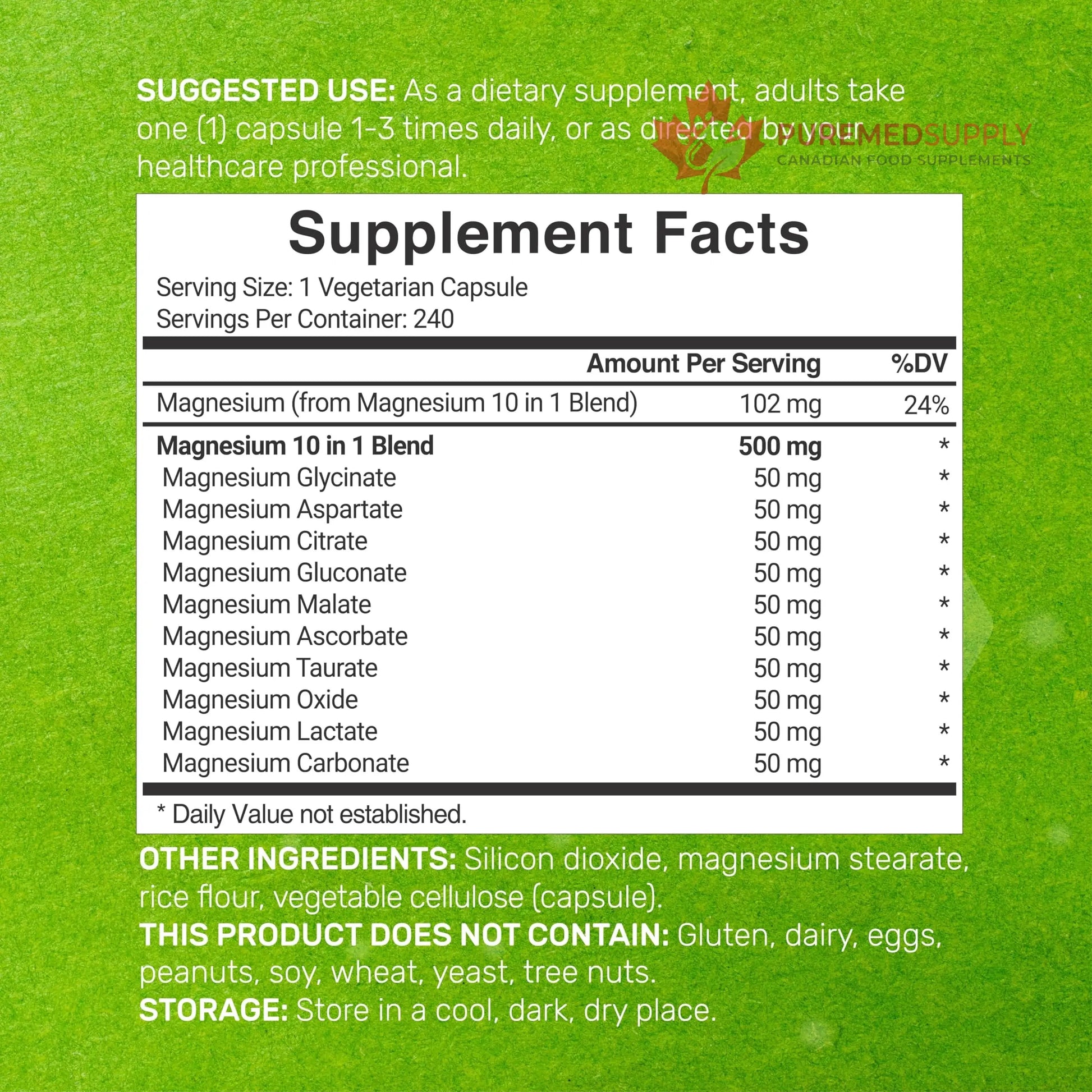Magnesium Complex 500mg, 240 Veggie Capsules – 10-in-1 Glycinate, Citrate, Malate, Oxide, & More – 100% Chelated for Easy Absorption – Essential Mineral Supplement – Non-GMO DEAL SUPPLEMENT buy supplements canada