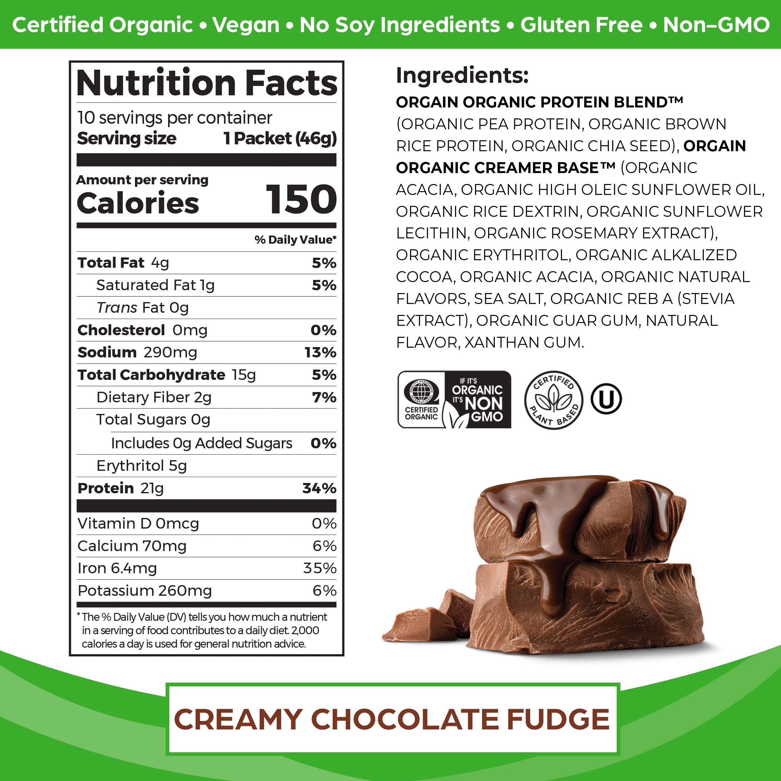Orgain Organic Vegan Protein Powder, Chocolate Fudge - 21g Plant Based Protein, Gluten Orgain buy supplements canada