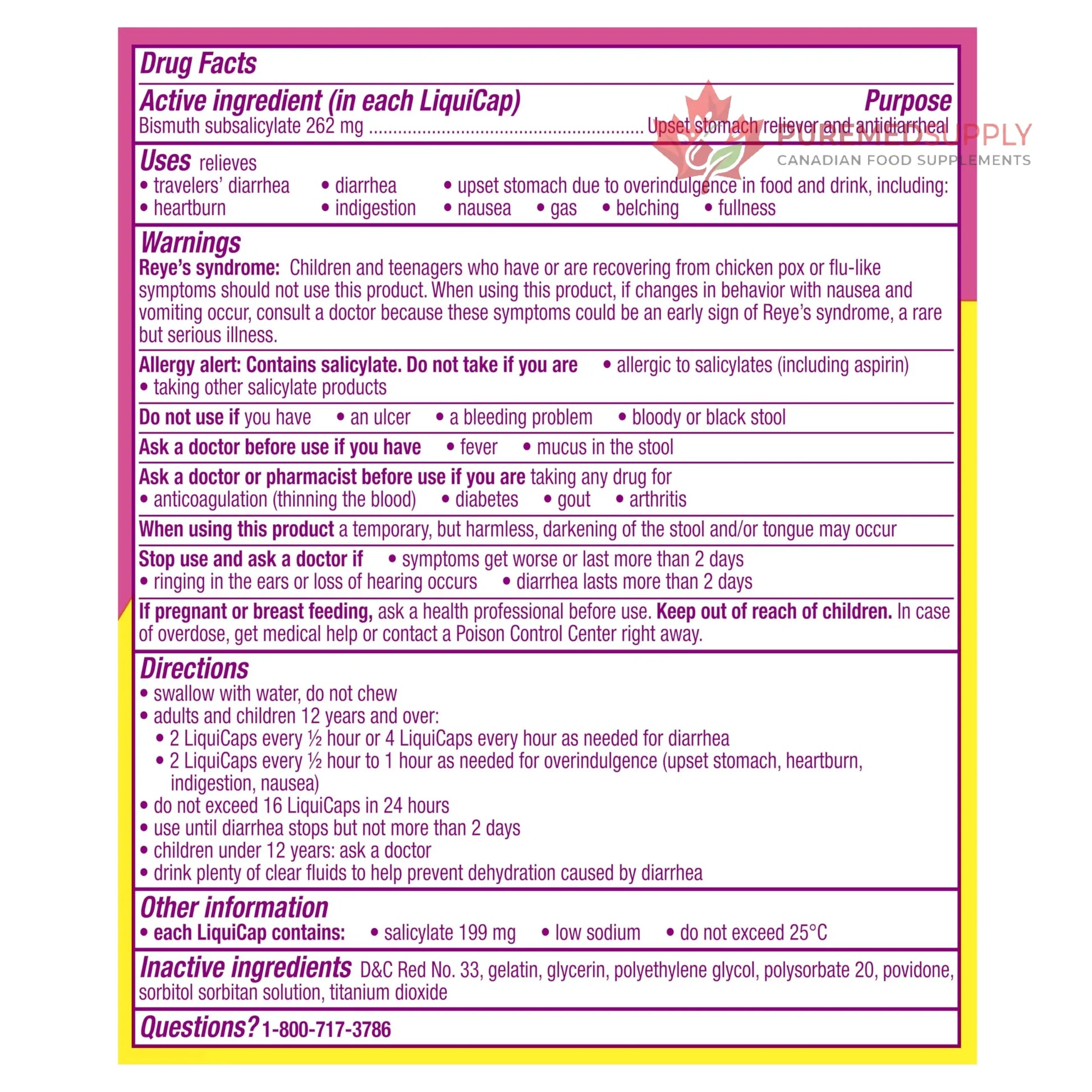 Pepto Bismol Liquicaps, Upset Stomach Relief, Nausea Relief, Heartburn Relief, Indigestion Relief, Anti Diarrhea Medication for Adults - 5 Symptom Fast Relief, No Flavor, 48 ct Pepto Bismol buy supplements canada