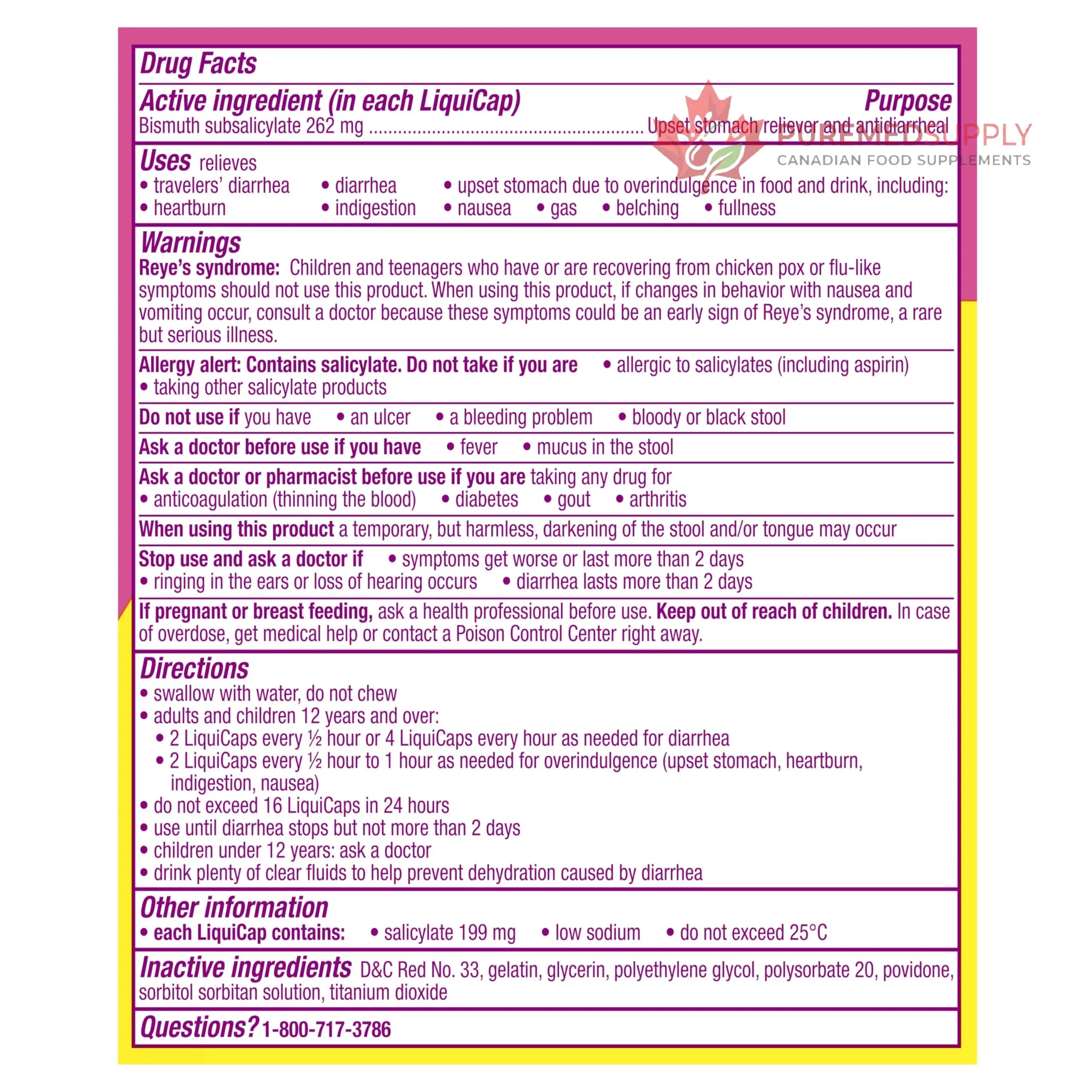 Pepto Bismol Liquicaps, Upset Stomach Relief, Nausea Relief, Heartburn Relief, Indigestion Relief, Anti Diarrhea Medication for Adults - 5 Symptom Fast Relief, No Flavor, 48 ct Pepto Bismol buy supplements canada