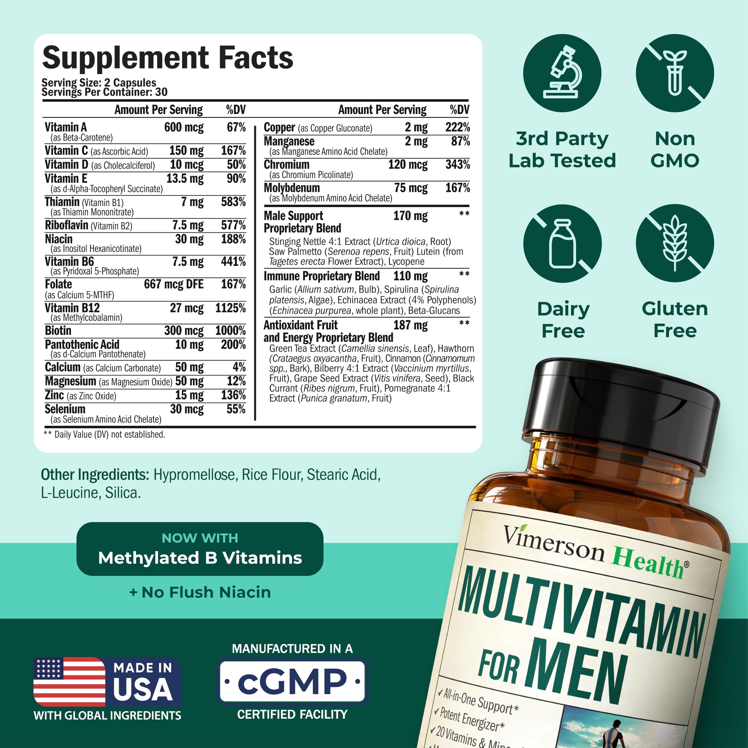 Multivitamin for Men – Methylated Mens Multivitamins & Multiminerals Capsules with Vitamin B12, A, D, C, Zinc, Magnesium & More for Complete Daily Support Vimerson Health buy supplements canada