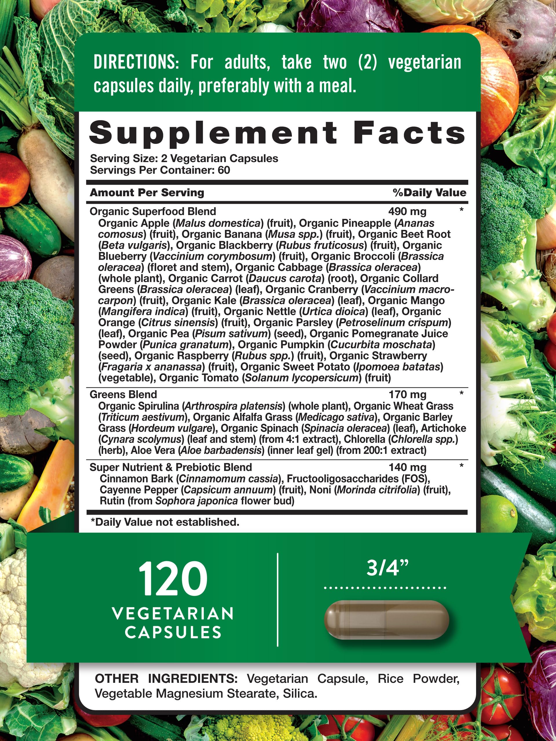 Nature's Truth Fruit and Veggies Supplement | 120 Vegetarian Capsules | 20+ Fruits & Vegetables | Vegetarian, Non-GMO, and Gluten Free Supplement Nature's Truth buy supplements canada