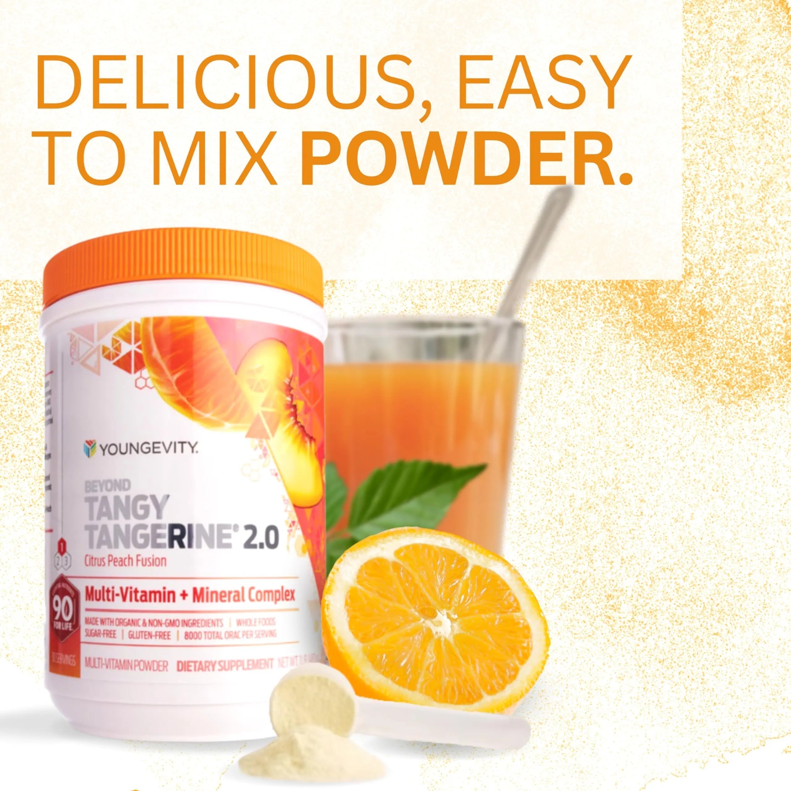 Youngevity Beyond Tangy Tangerine 2.0 Citrus Peach Ultimate Multi-Vitamin & Mineral Complex - Made with Natural & Whole Foods | 8,000 ORAC | 2 Canisters Youngevity buy supplements canada
