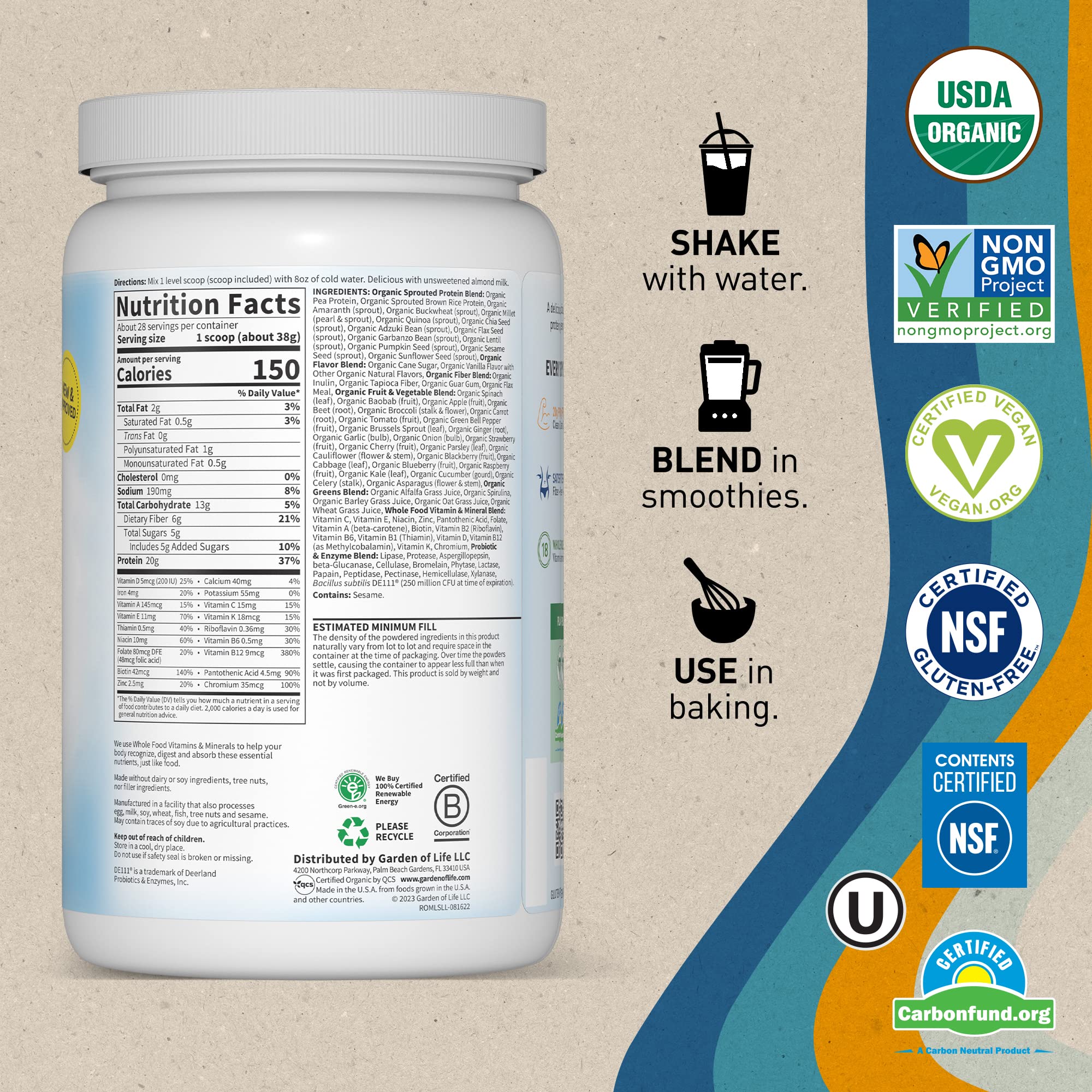 Garden of Life Vegan Protein Powder - Raw Organic Meal Replacement Shakes Garden of Life buy supplements canada
