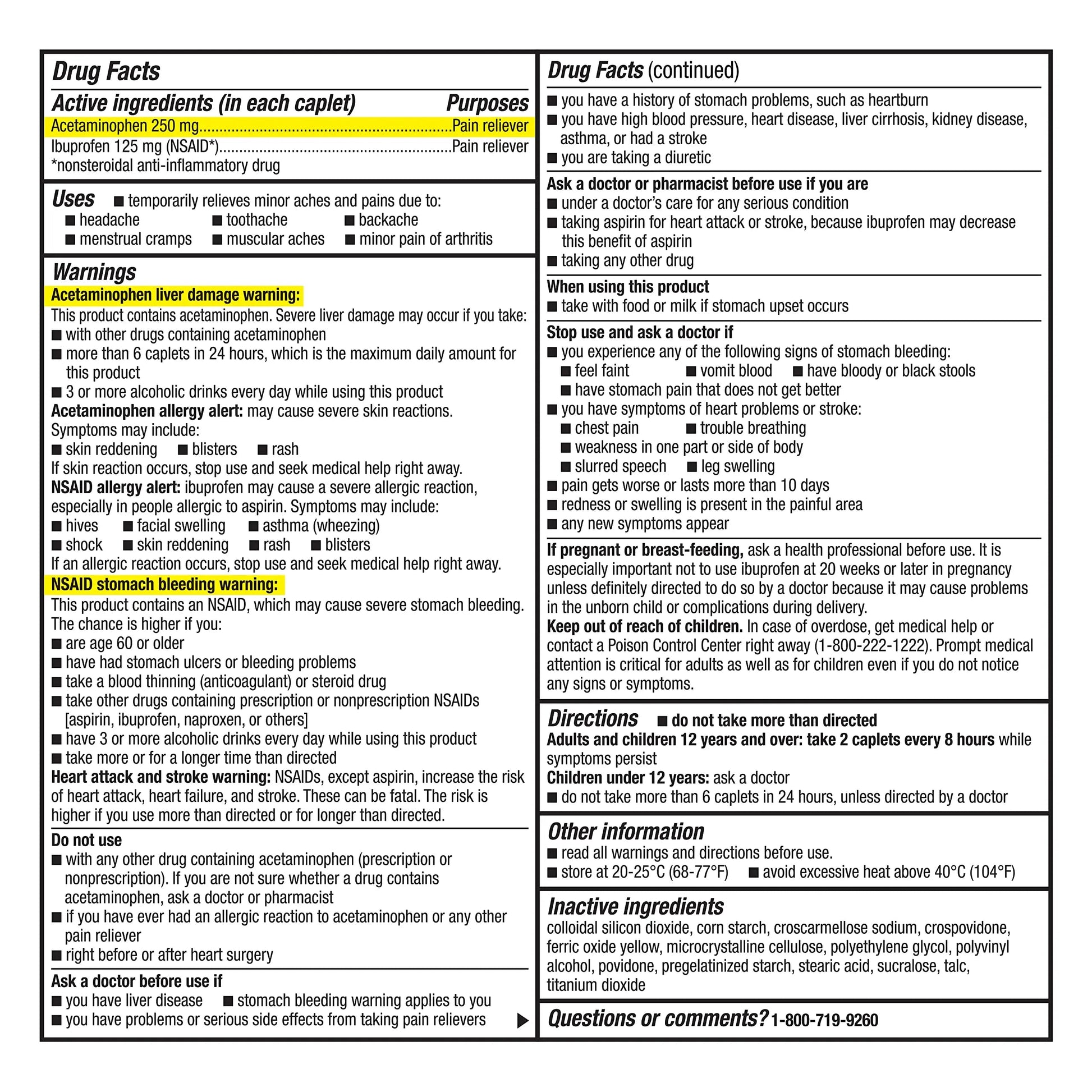 GoodSense Dual Action Acetaminophen 250 mg and Ibuprofen (NSAID) 125 mg Tablets, Pain Reliever for Headache Relief, Arthritis Pain Relief and More, 144 Count GoodSense buy supplements canada