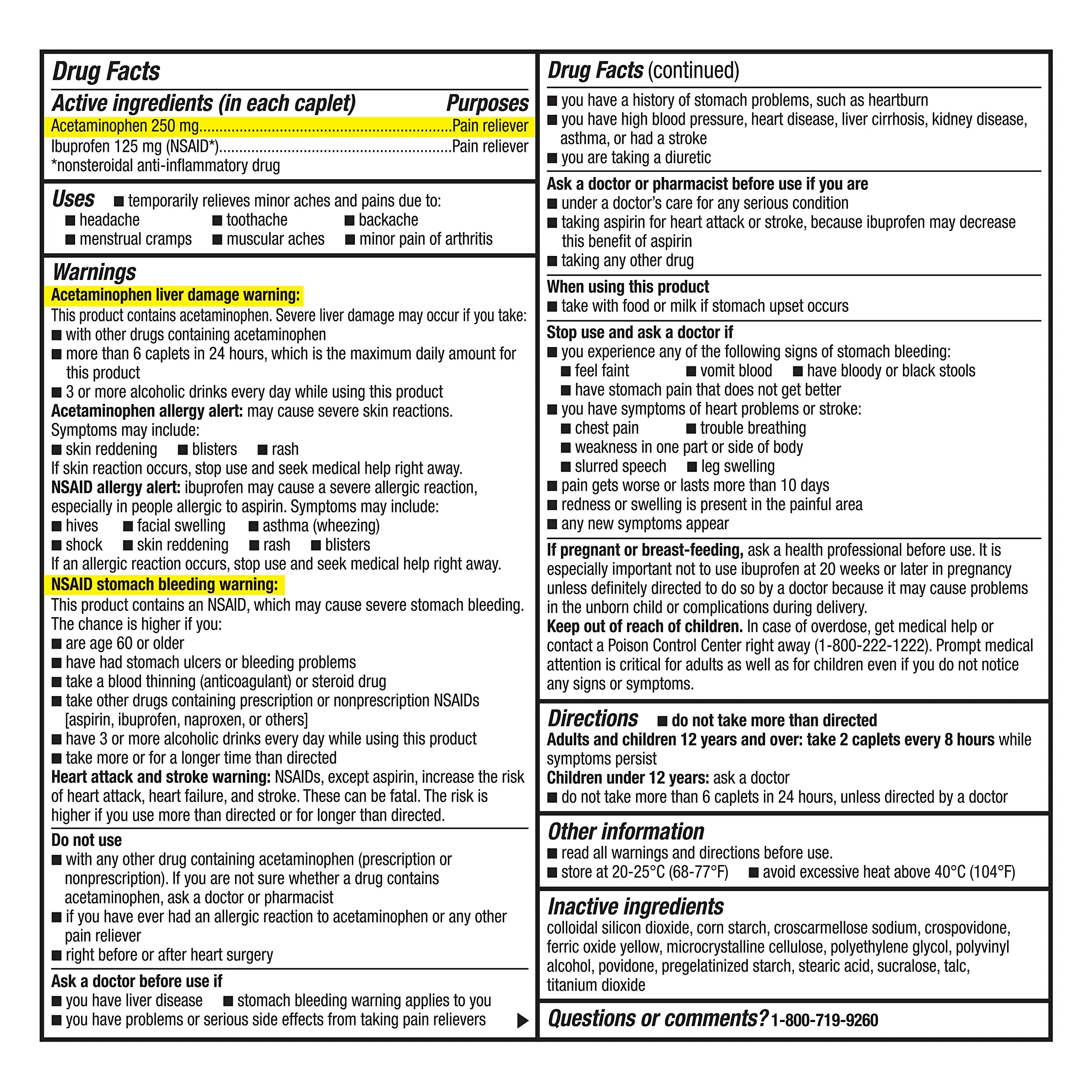 GoodSense Dual Action Acetaminophen 250 mg and Ibuprofen (NSAID) 125 mg Tablets, Pain Reliever for Headache Relief, Arthritis Pain Relief and More, 144 Count GoodSense buy supplements canada